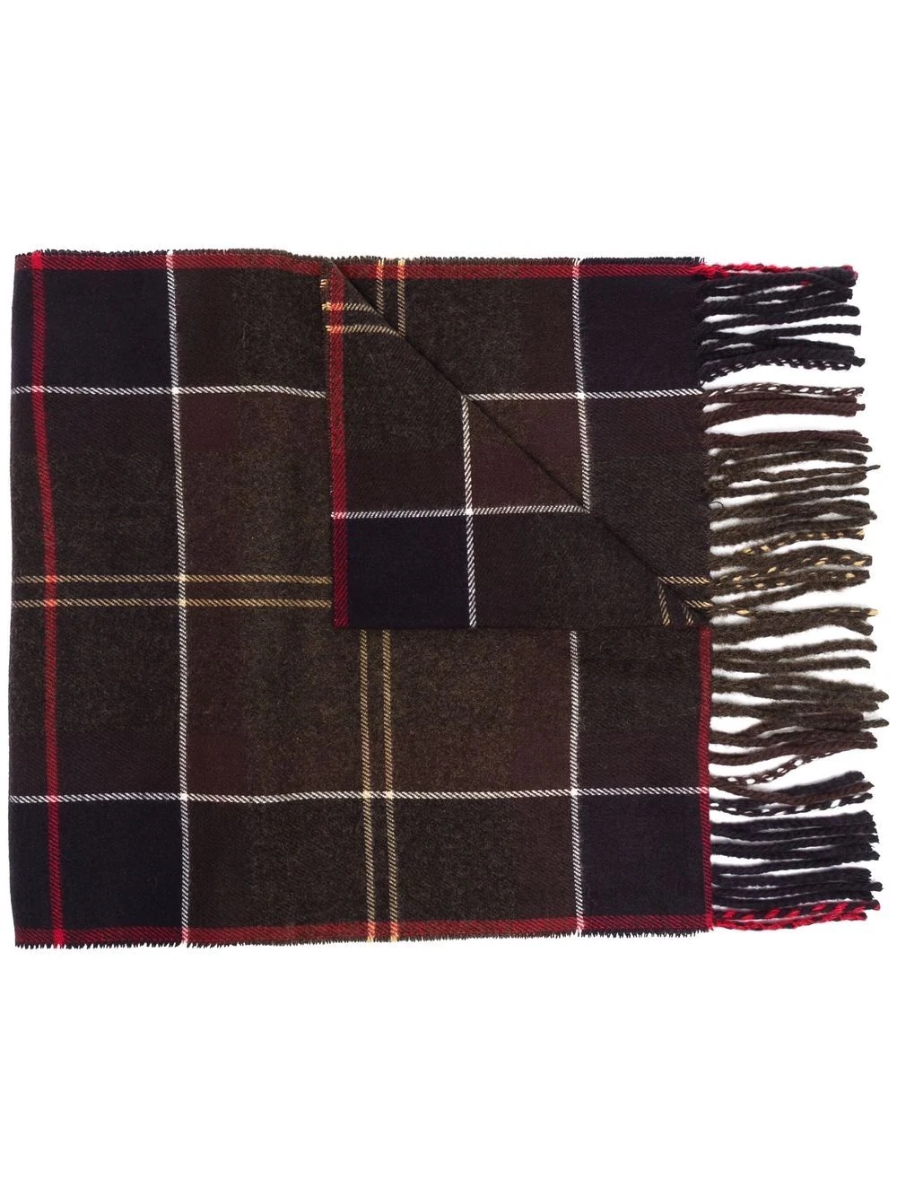 checked fringed scarf - 1