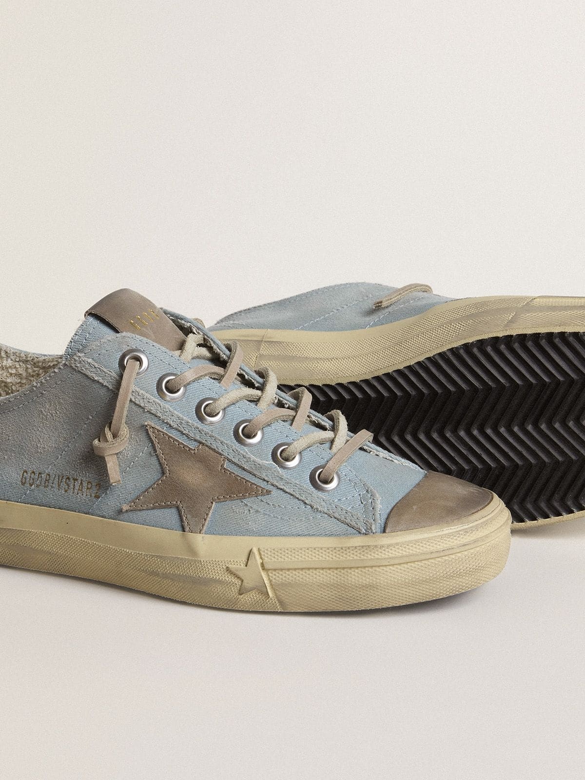 Women's V-Star in light blue canvas with dove-gray leather star - 4
