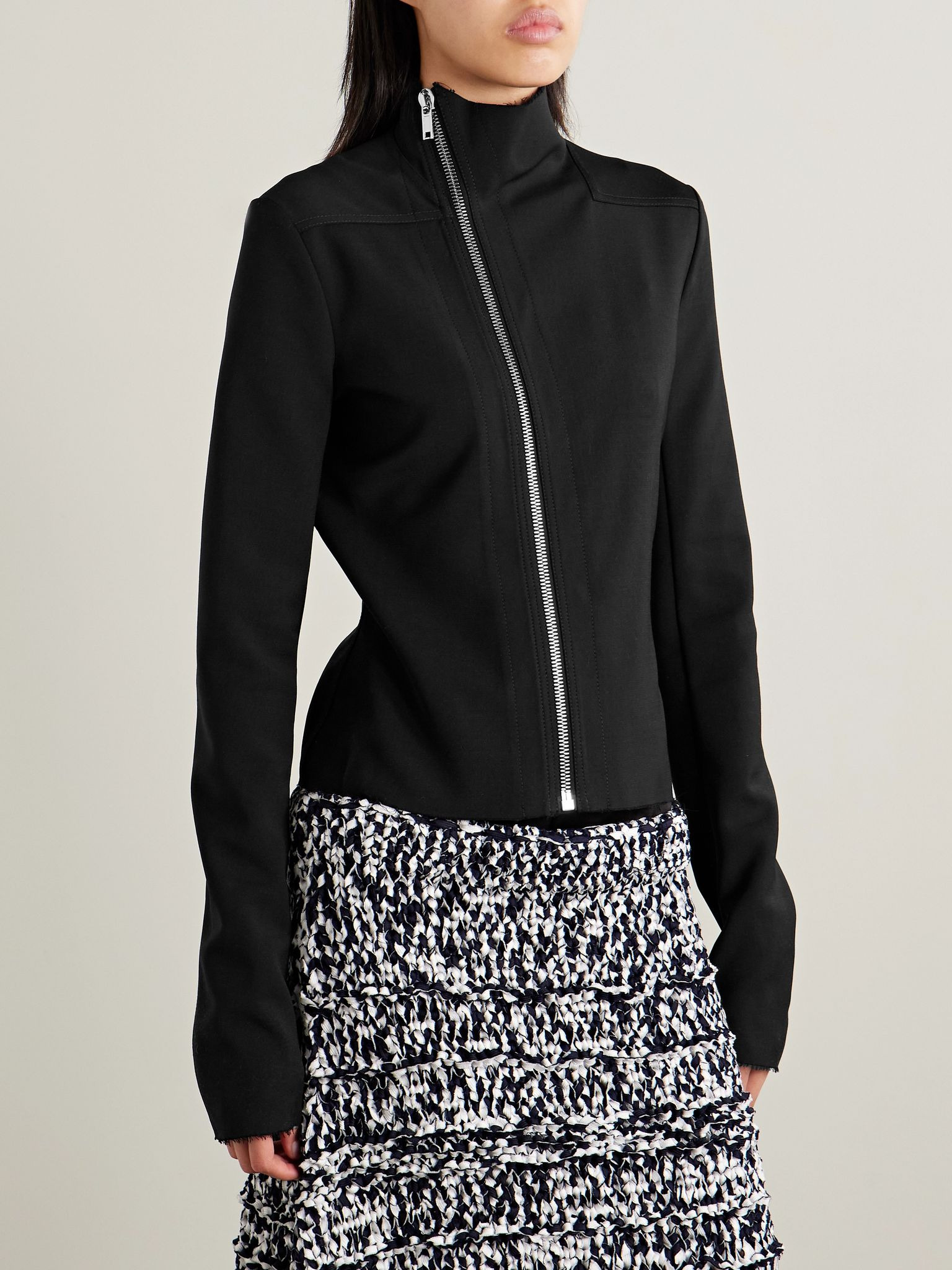 Gary wool-blend biker jacket Black - 3