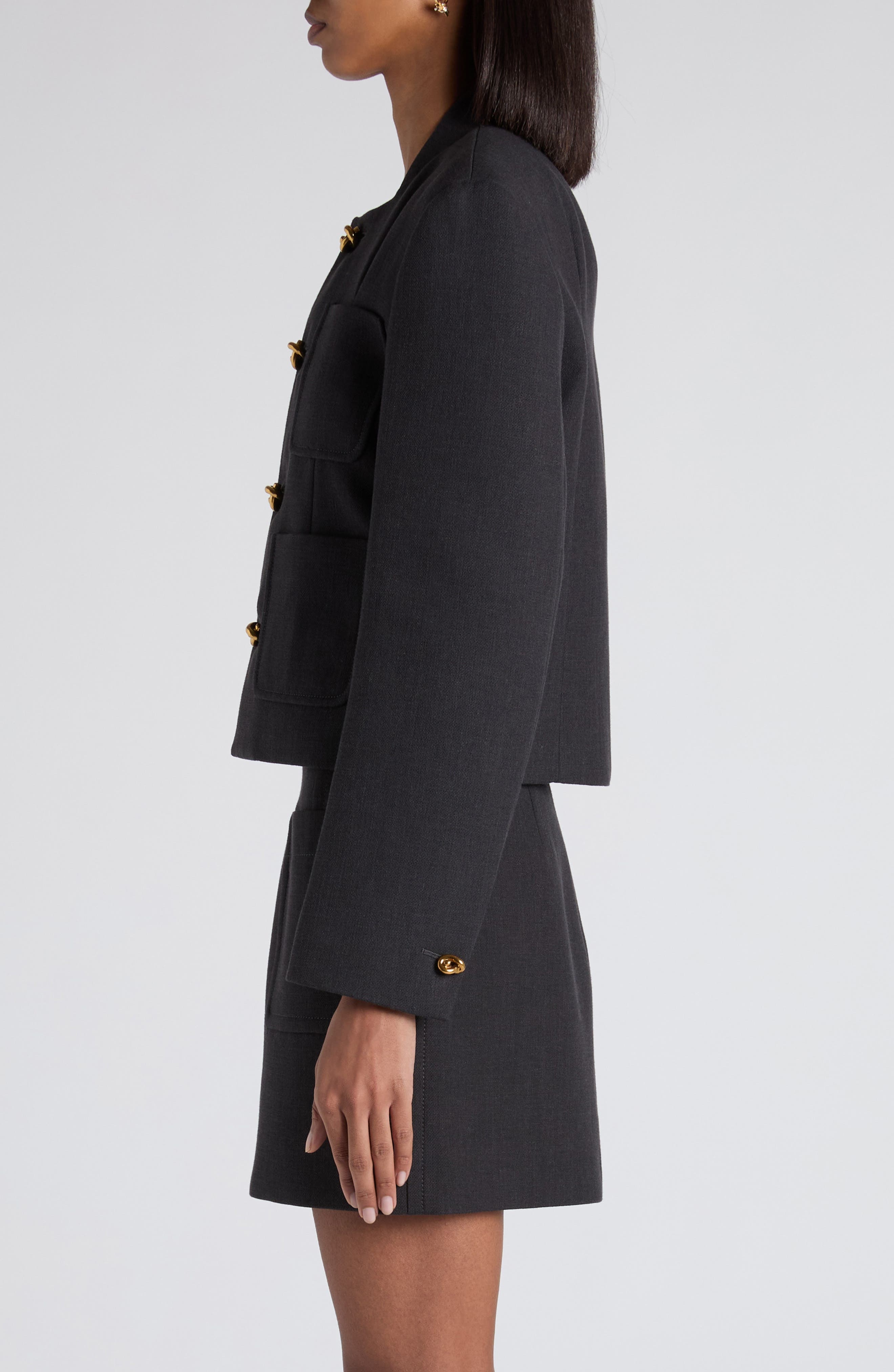 Bottega Veneta Boxy Tailored Jacket in 1370 Anthracite at Nordstrom - 4