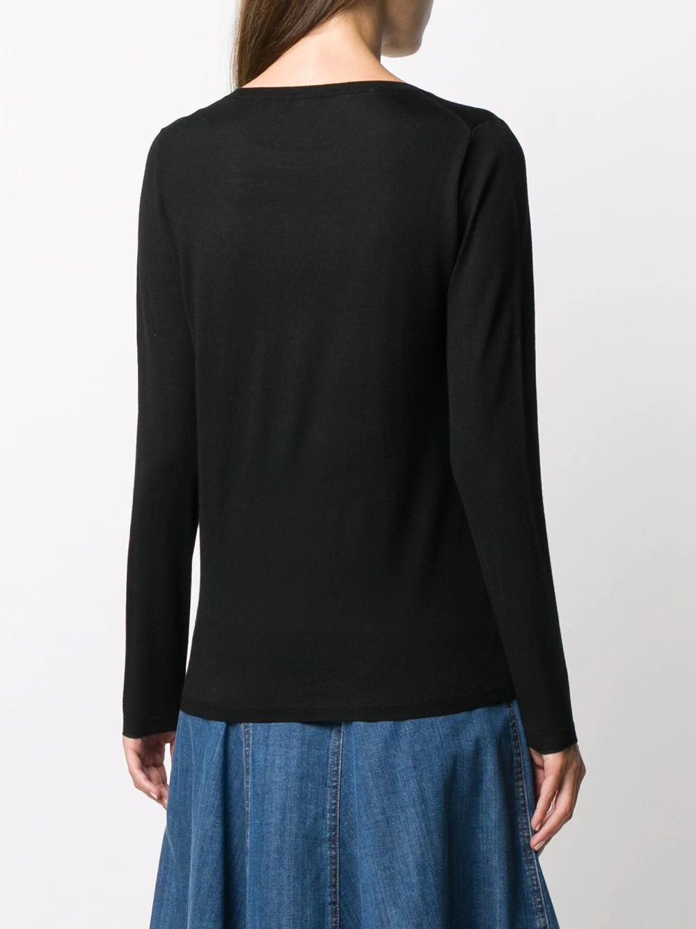 scoop-neck fine knit jumper - 4