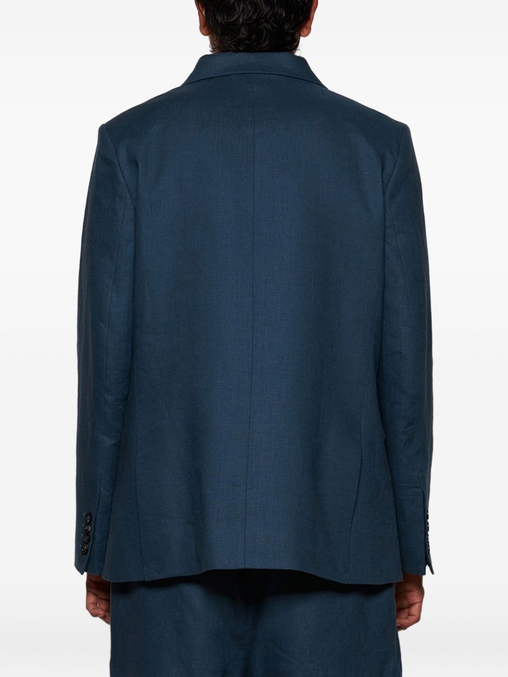 double-breasted linen jacket - 5