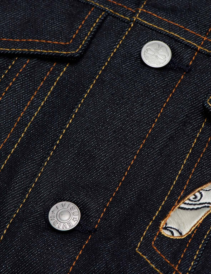 KAMON AND JAPANESE PATTERN EMBROIDERED DENIM JACKET 10