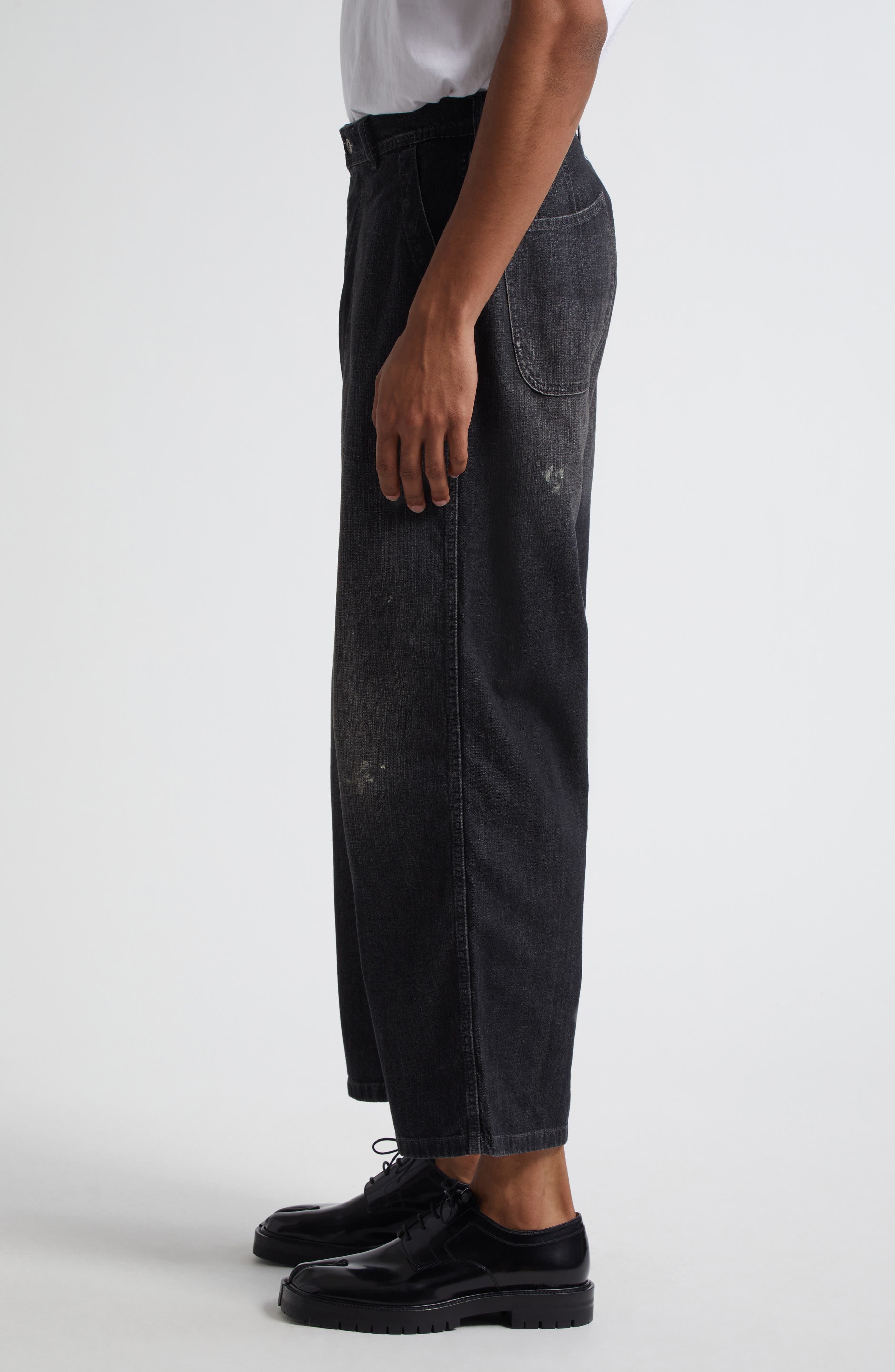 Maison Margiela Paint Splatter Wide Leg Jeans in Black at Nordstrom - 3