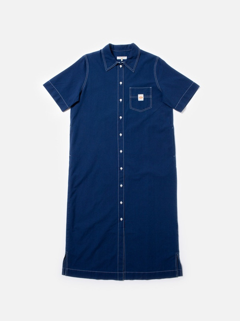 Nudie Jeans Danielle Indigo Cotton Dress Blue outlook