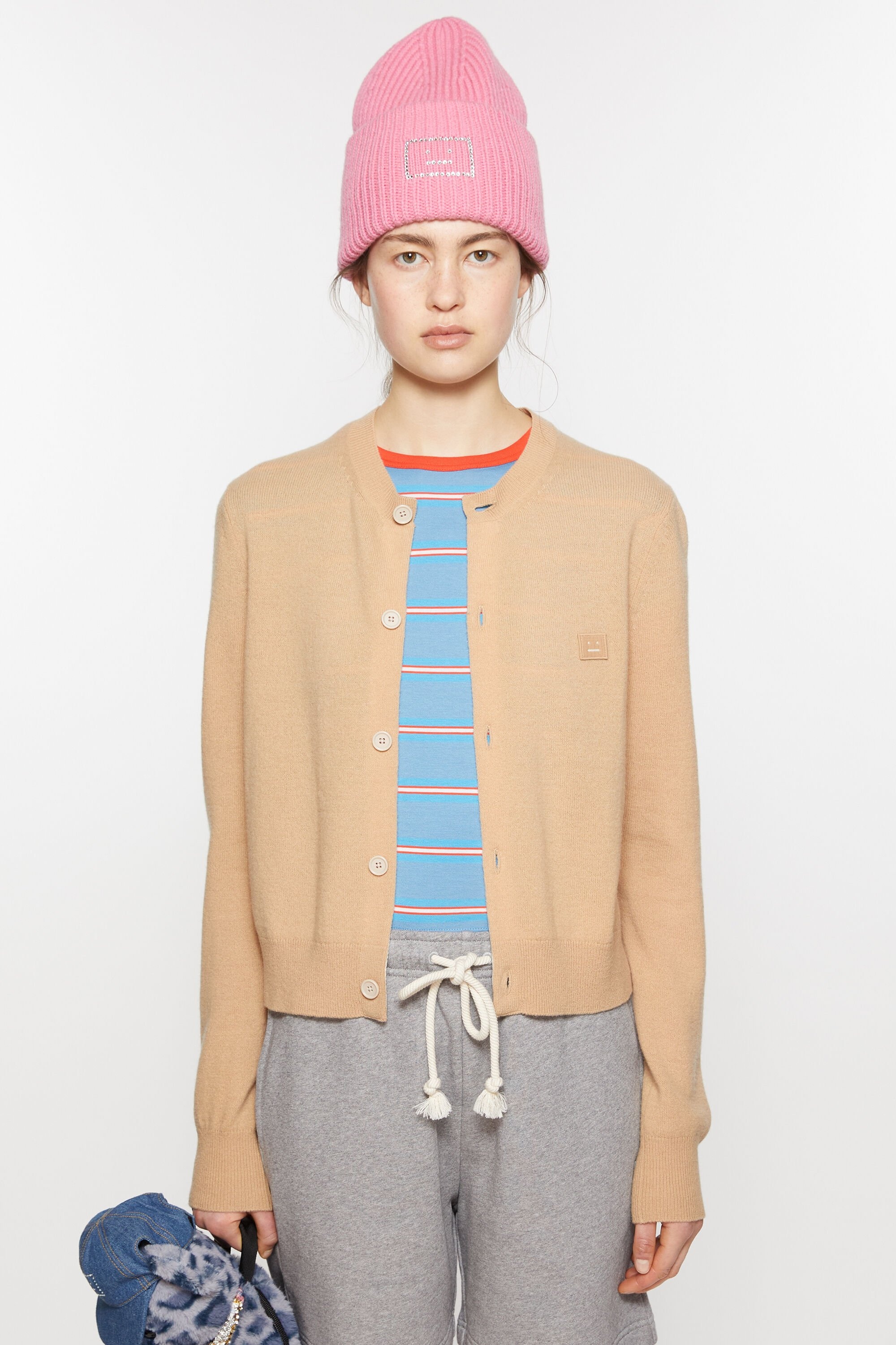 Crew neck cardigan - Biscuit beige - 2