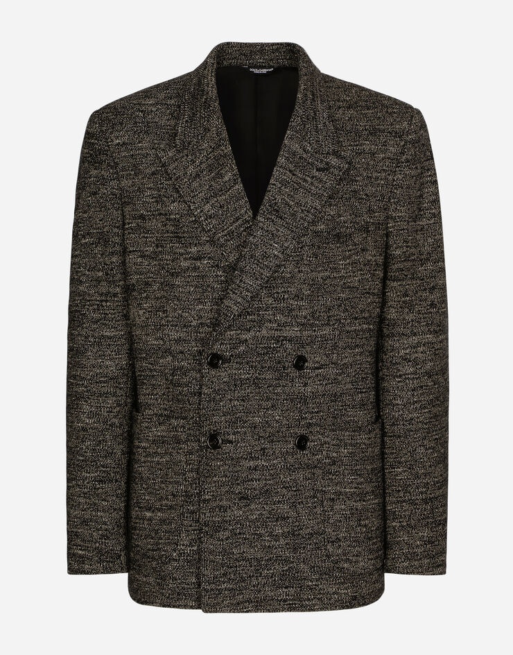 Double-breasted cotton and wool jersey jacket - 1