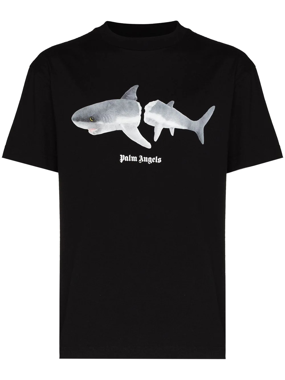 shark-print logo T-shirt - 1