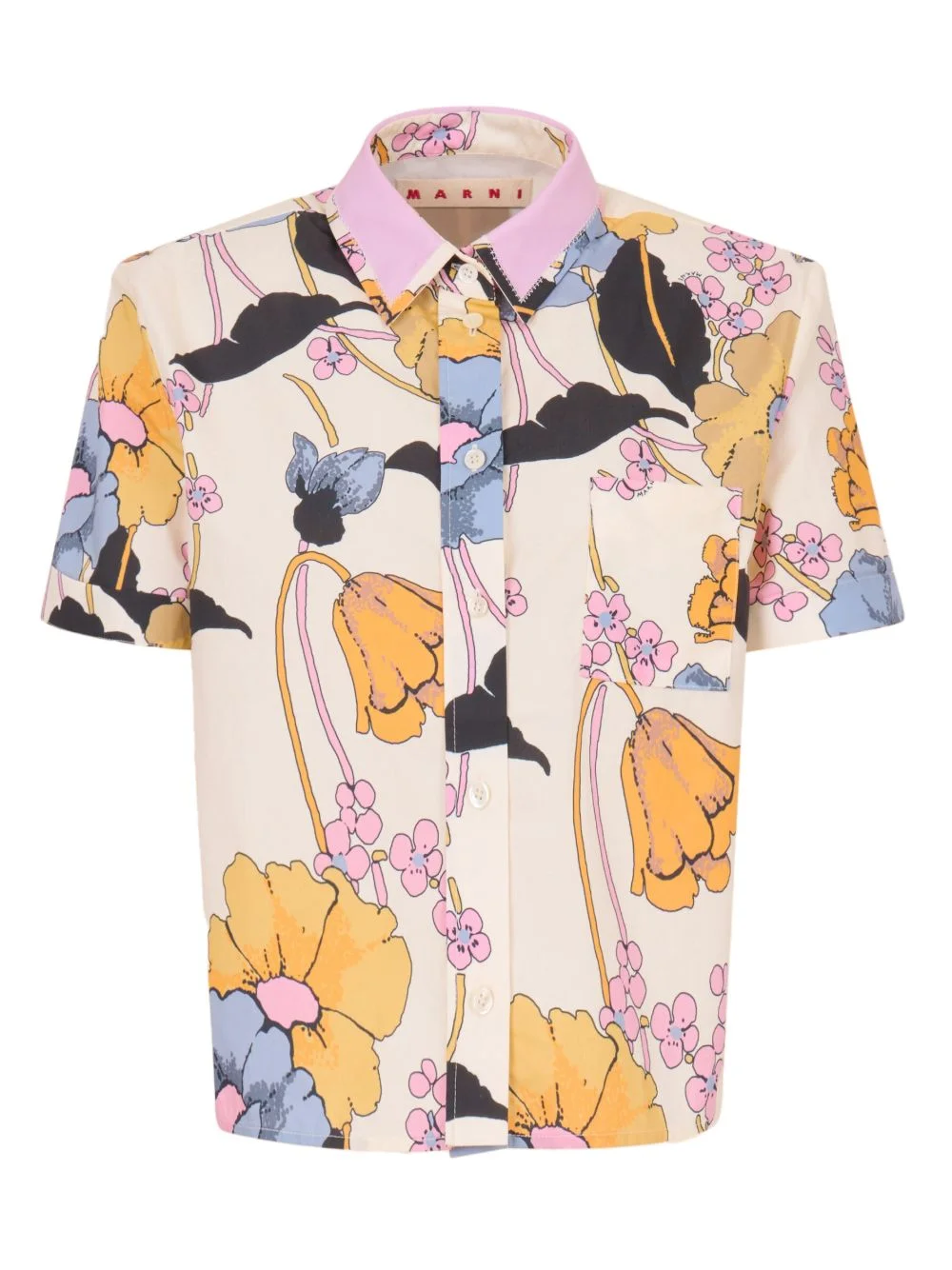 floral-print pocket shirt - 1