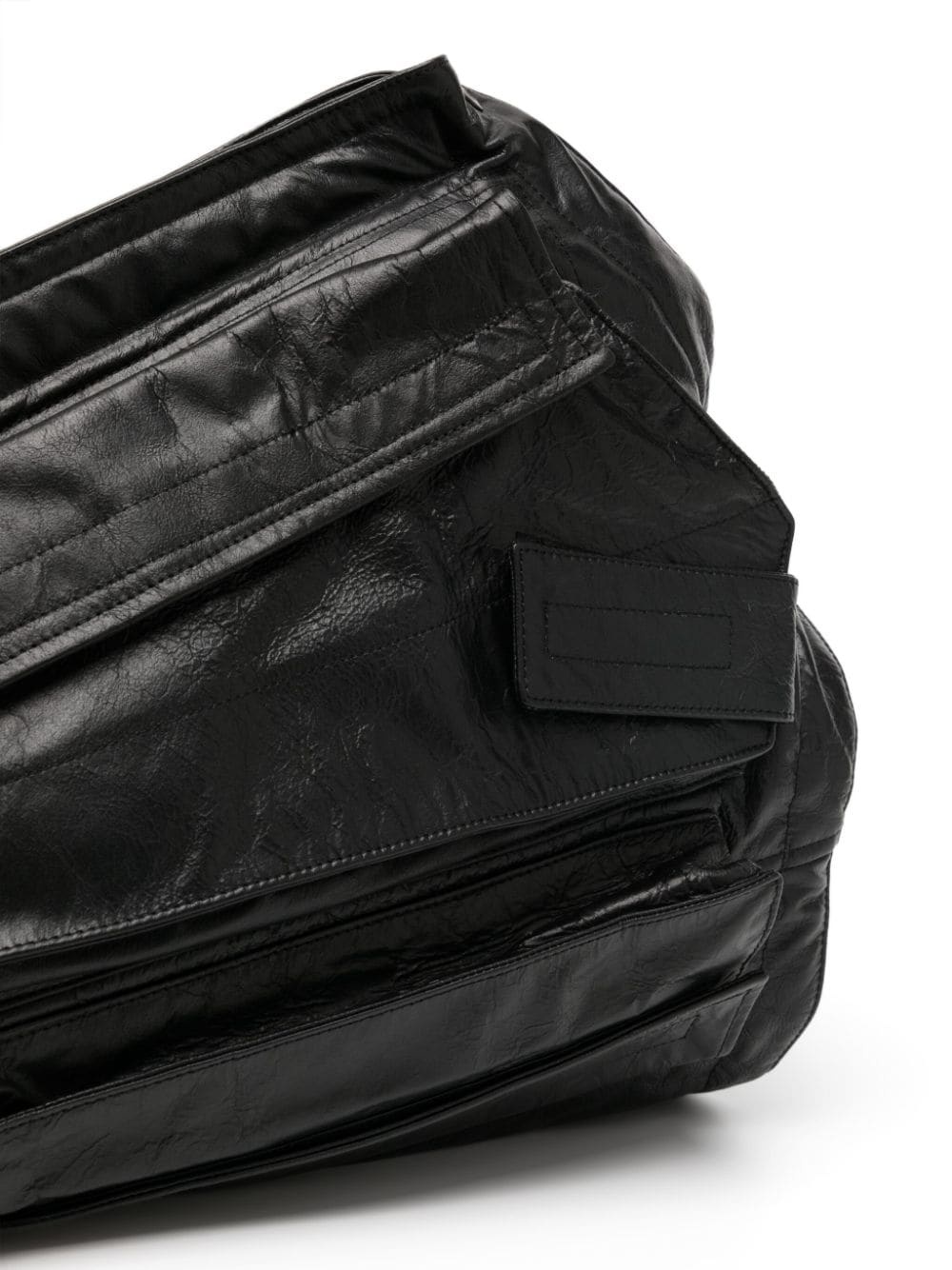 asymmetric leather messenger bag - 4
