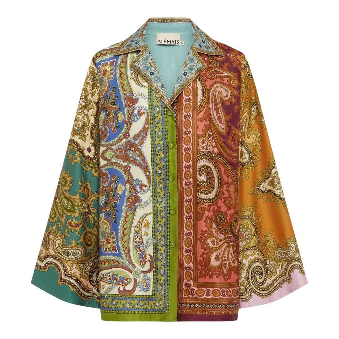 Clemenza Spliced Silk Shirt - 1