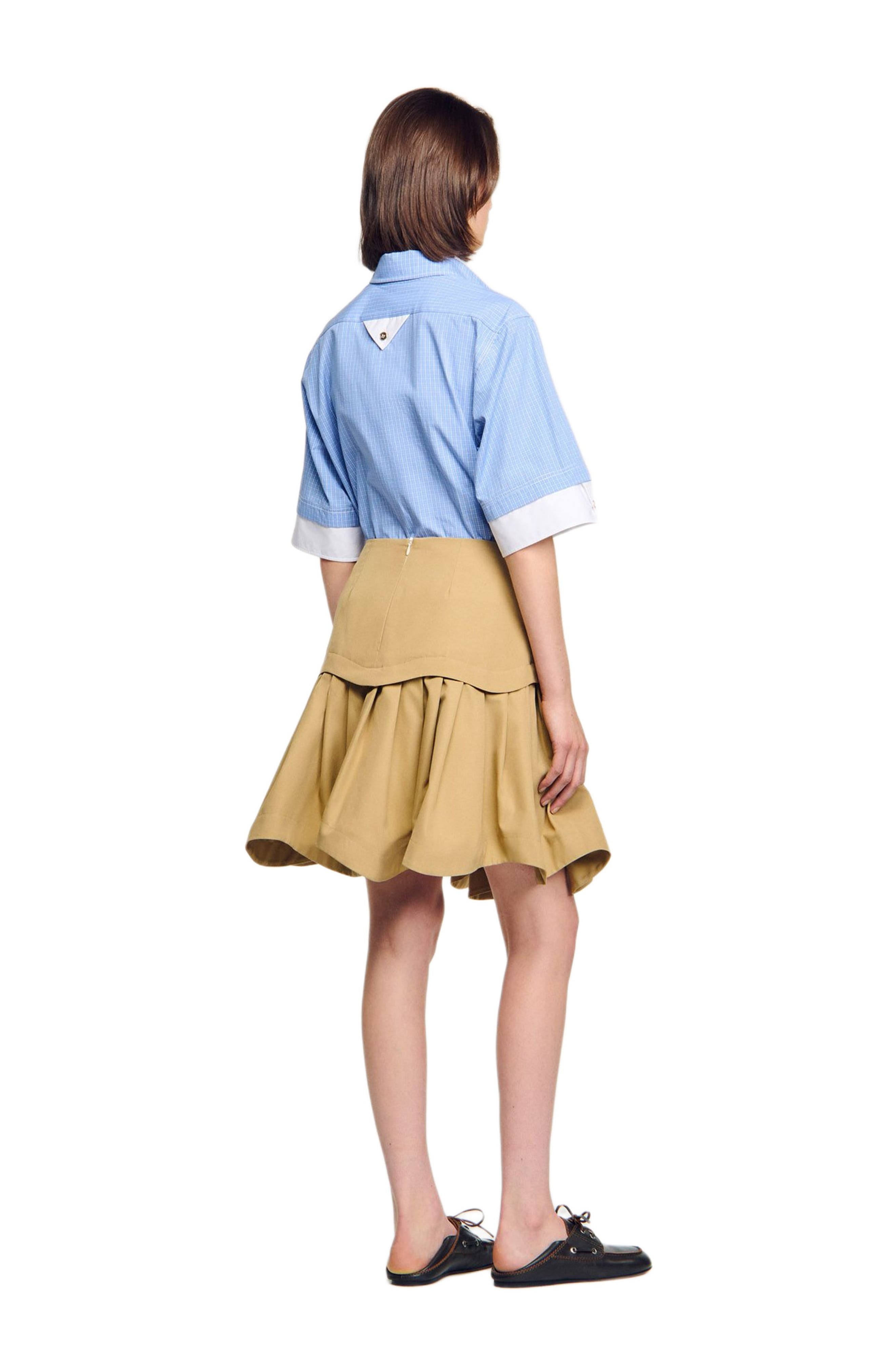 SANDRO Mini flared pleated skirt in Beige at Nordstrom - 2