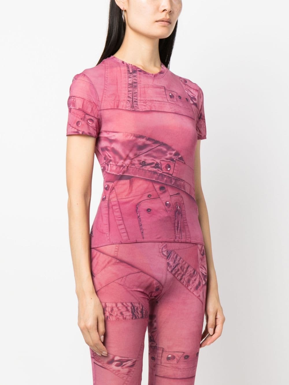 graphic-print semi-sheer T-shirt - 3