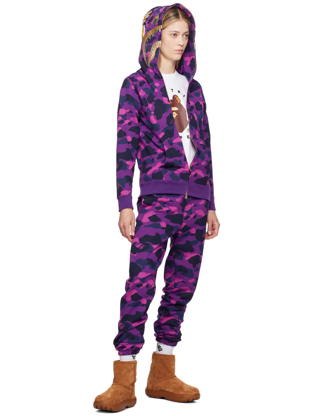 Purple Color Camo Sweatpants - 4