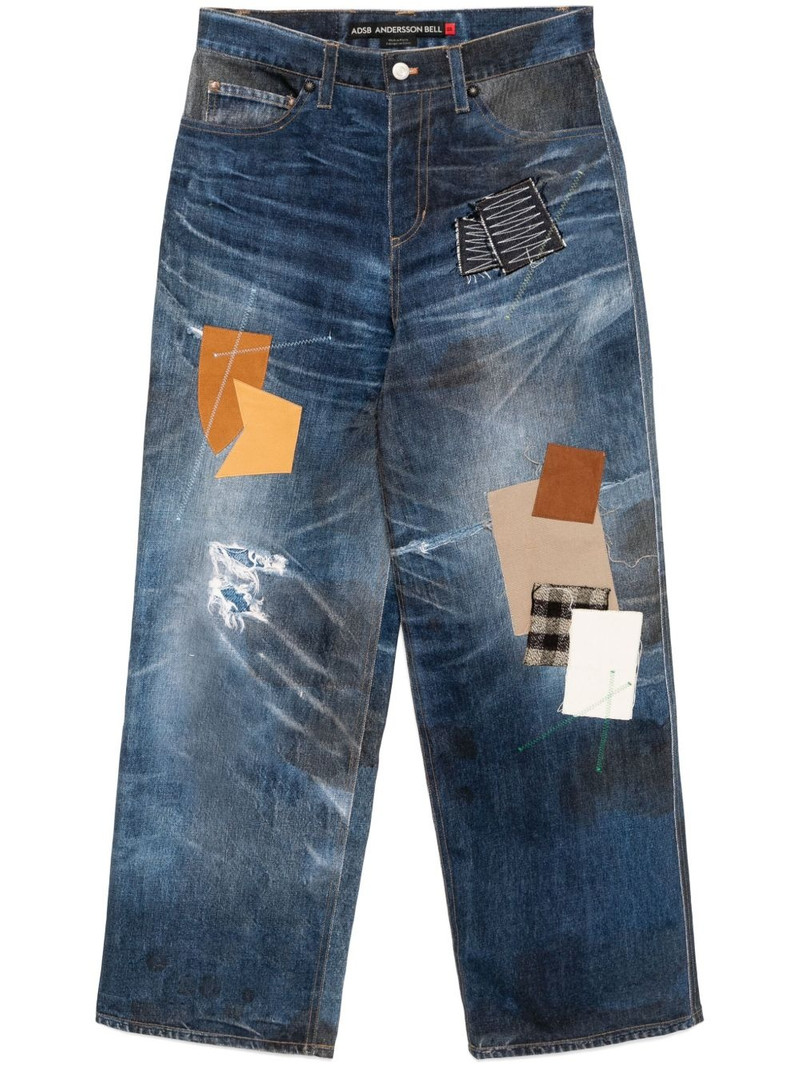 patchwork printed jeans 1