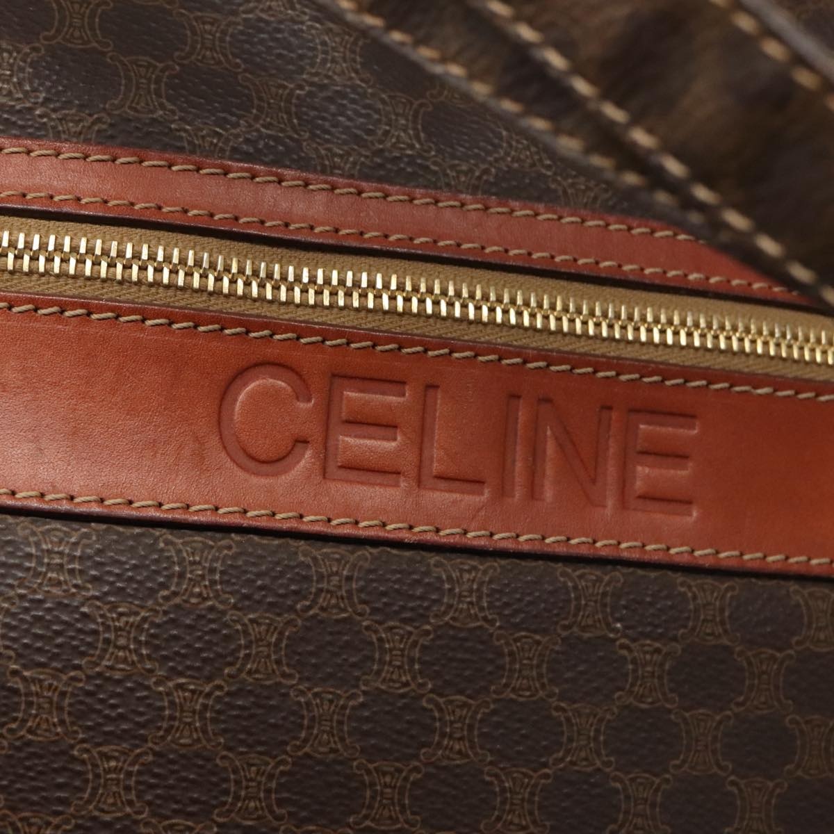 CELINE Macadam Canvas Tote Bag Pvc Leather Brown Gold - 15