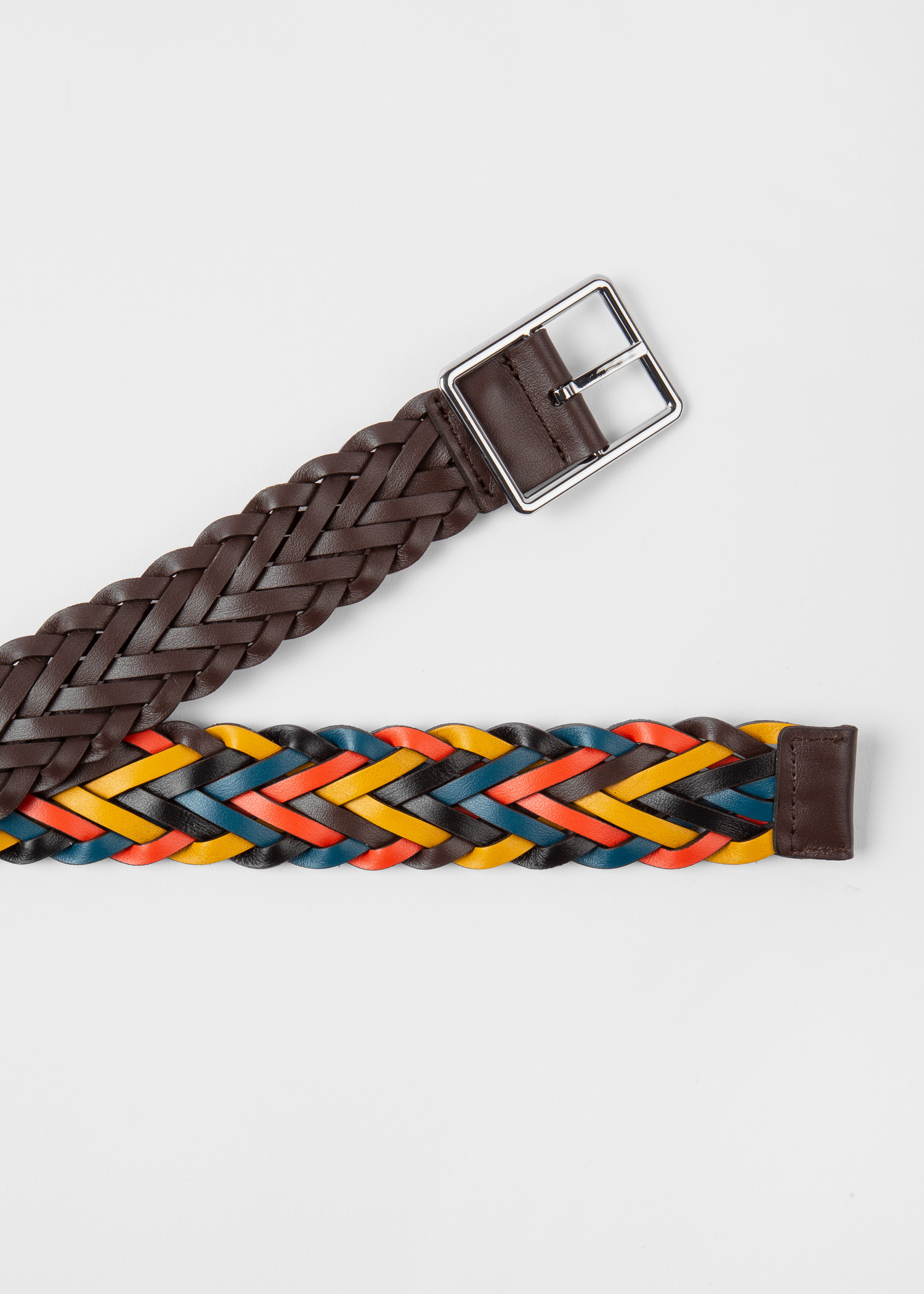 Artist Stripe Reversible Plaited Leather Belt - 6