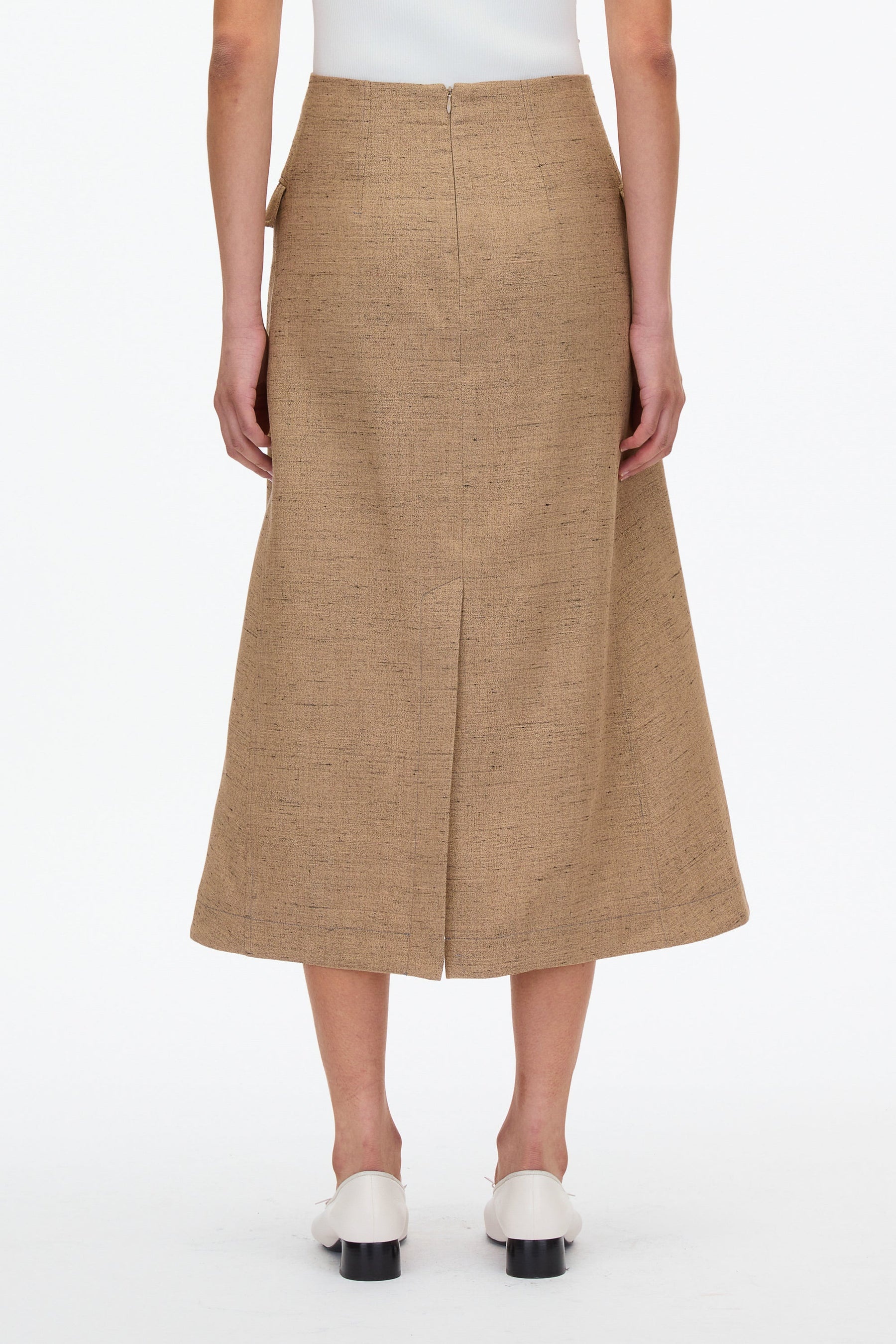 Faux Wrap Skirt with Tie Waist - 3