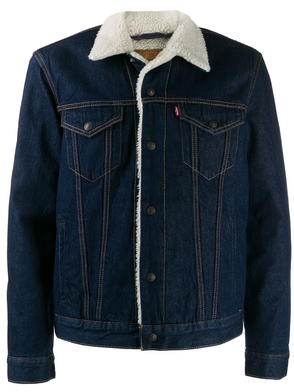 shearling denim jacket - 1