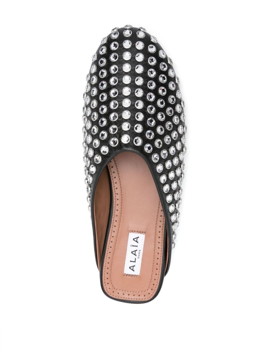 crystal-embellished leather mules - 4