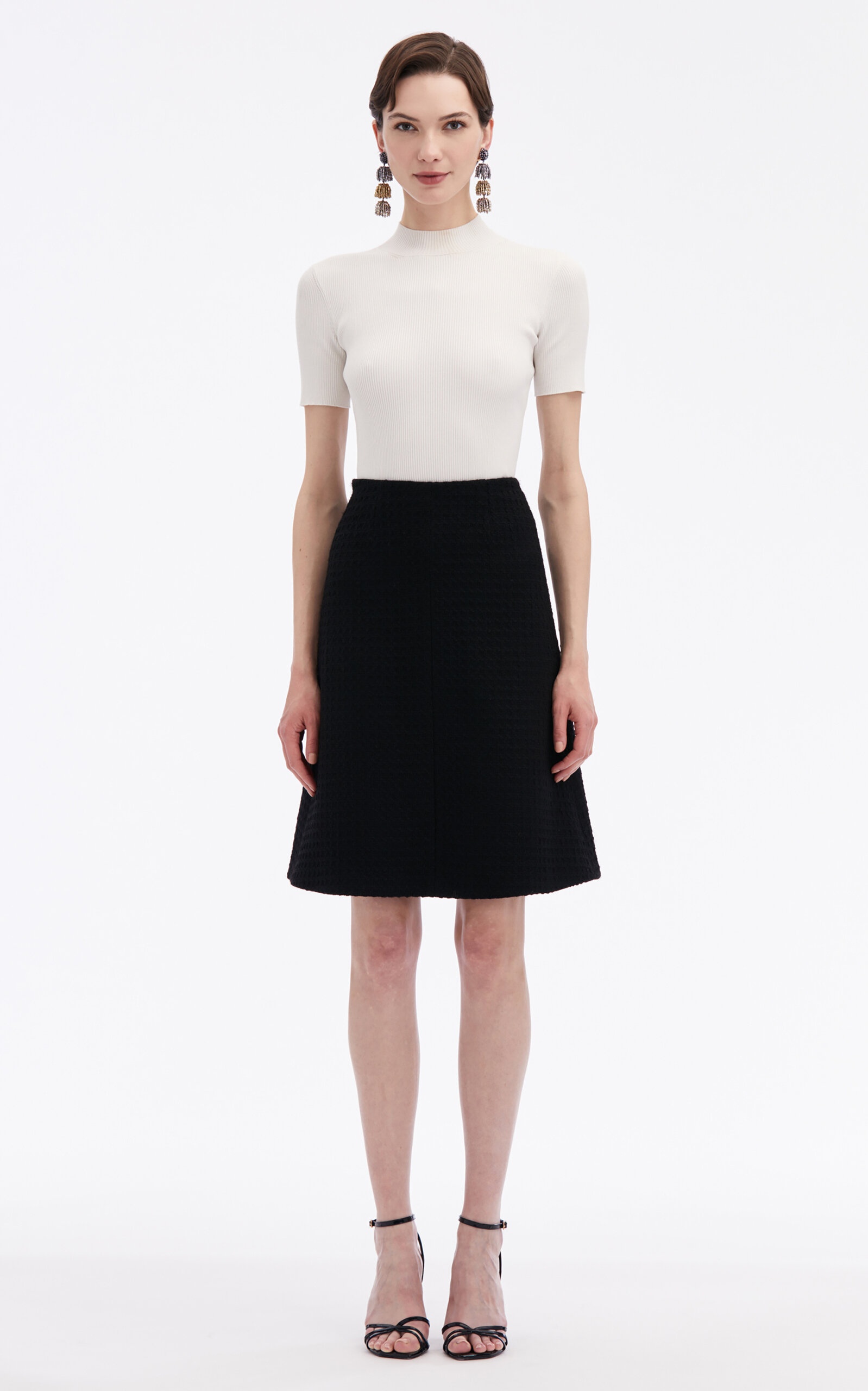 A-Line Wool-Tweed Mini Skirt black - 3