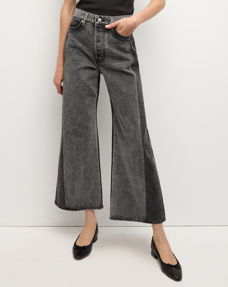 TAYLOR TWO-TONE CROPPED WIDE-LEG JEAN - 3