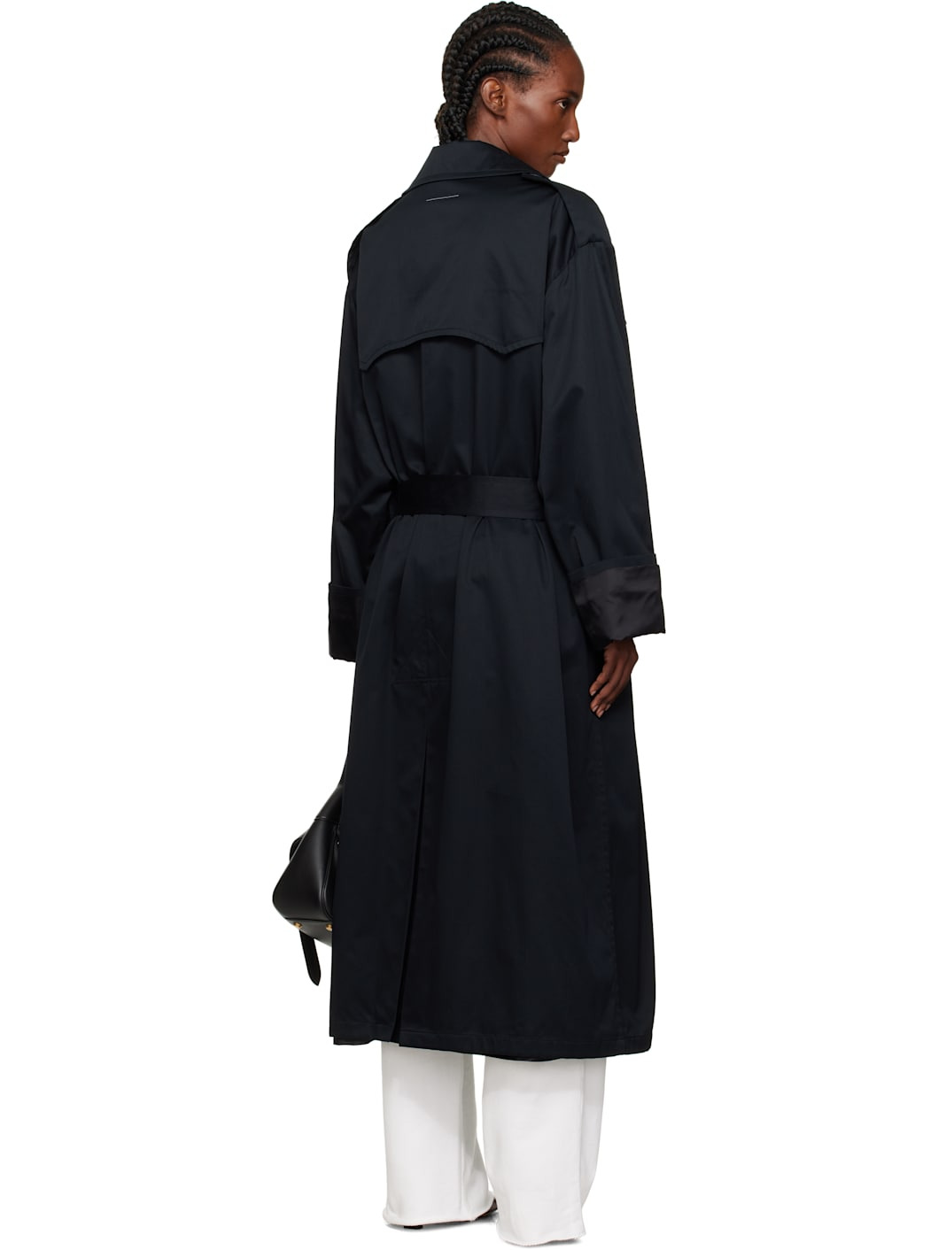 Black Cotton Trench Coat - 3