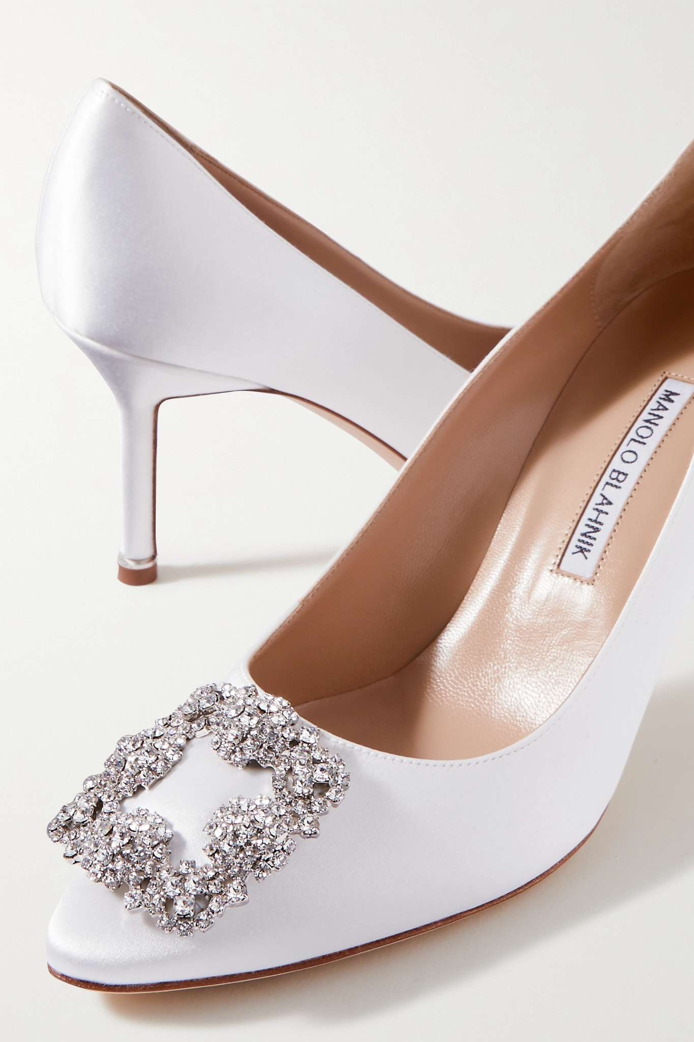 Hangisi 70 crystal-embellished satin pumps - 4