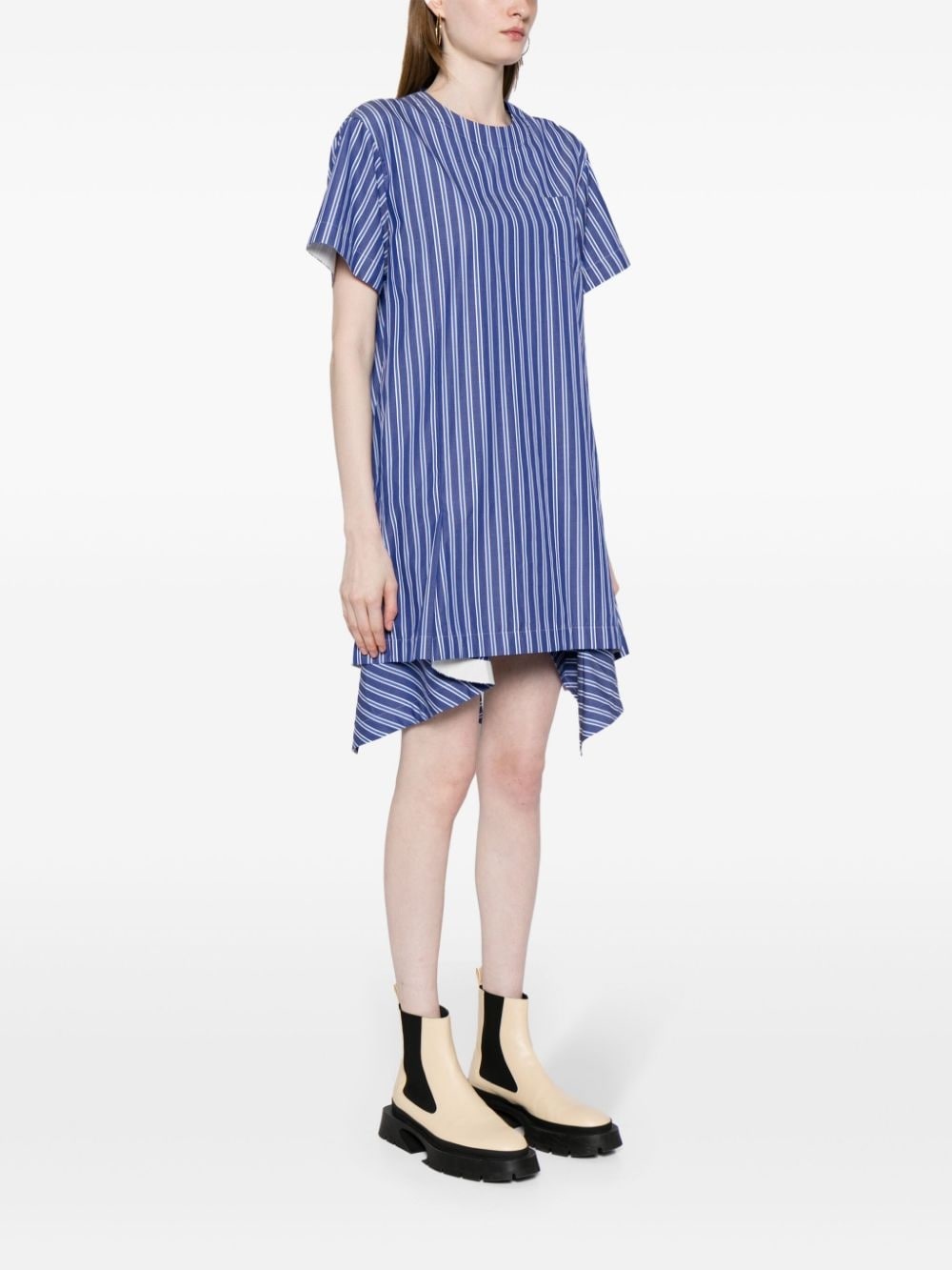 striped short-sleeve cotton minidress - 3
