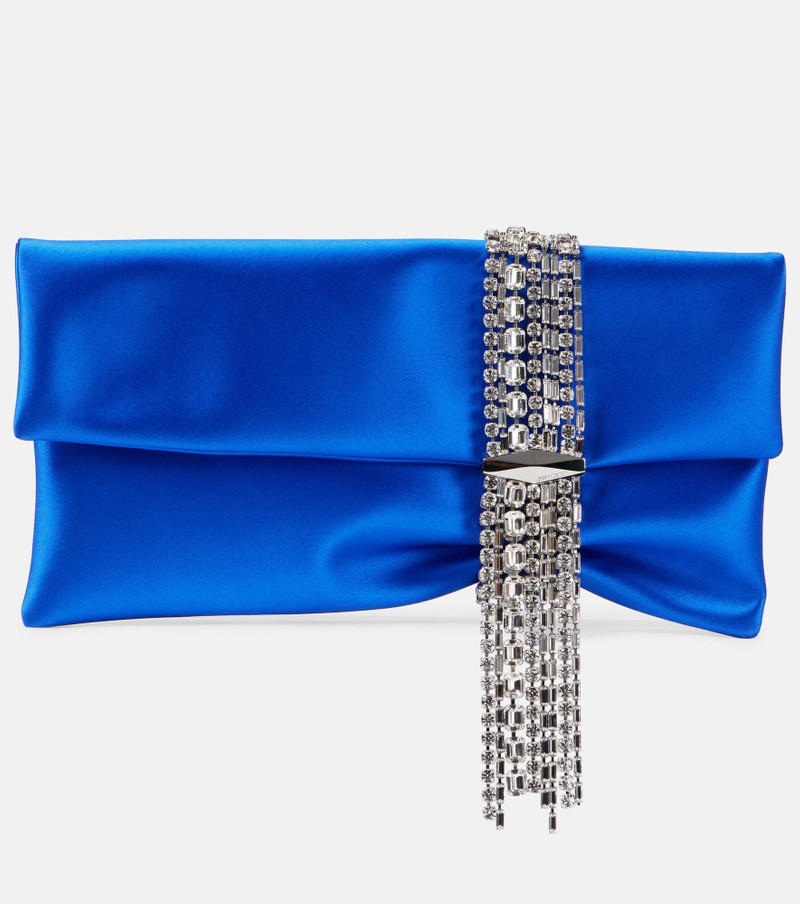 Zandra Small embellished satin clutch 1