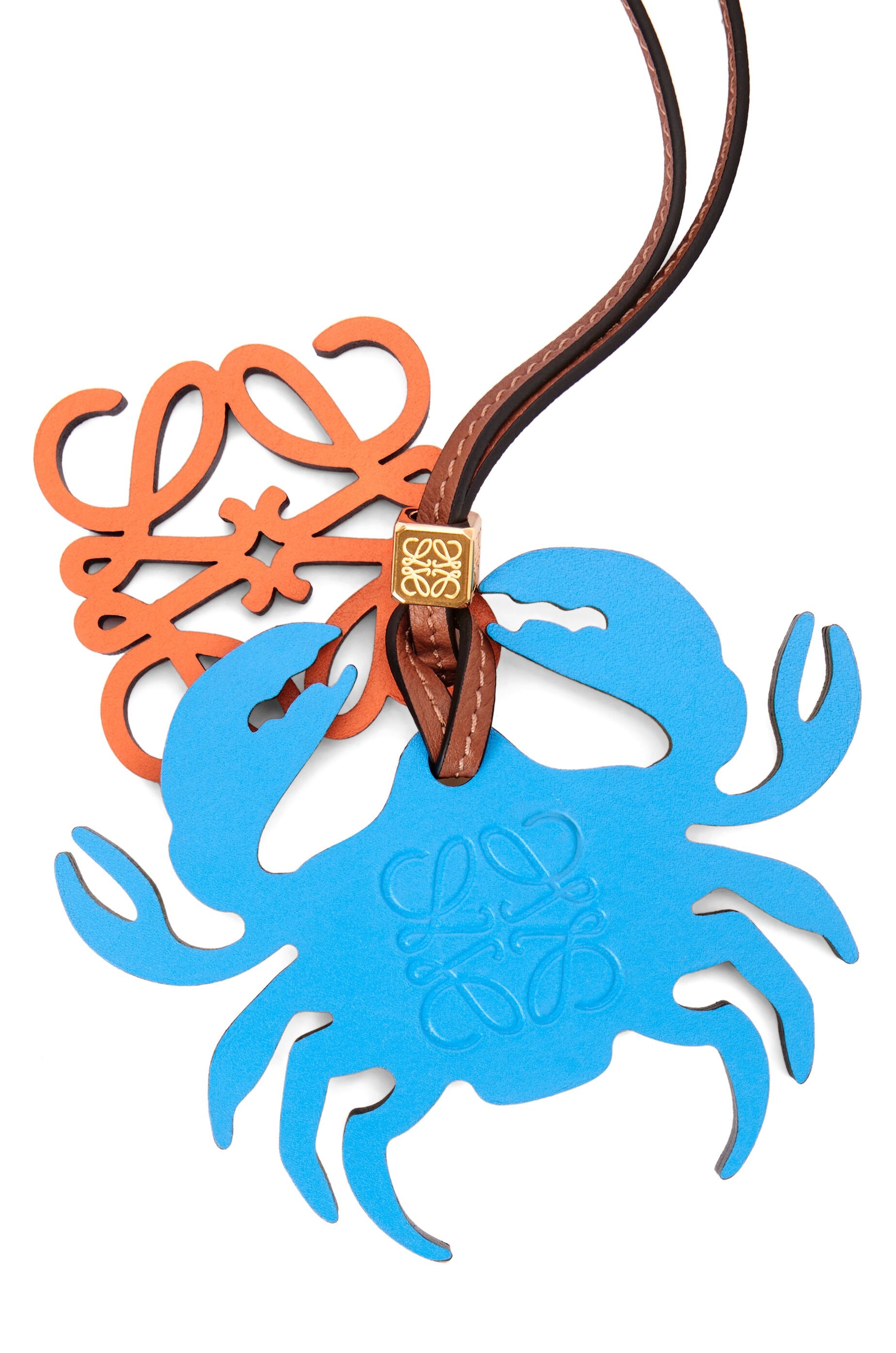 Crab charm in calfskin and brass - 2