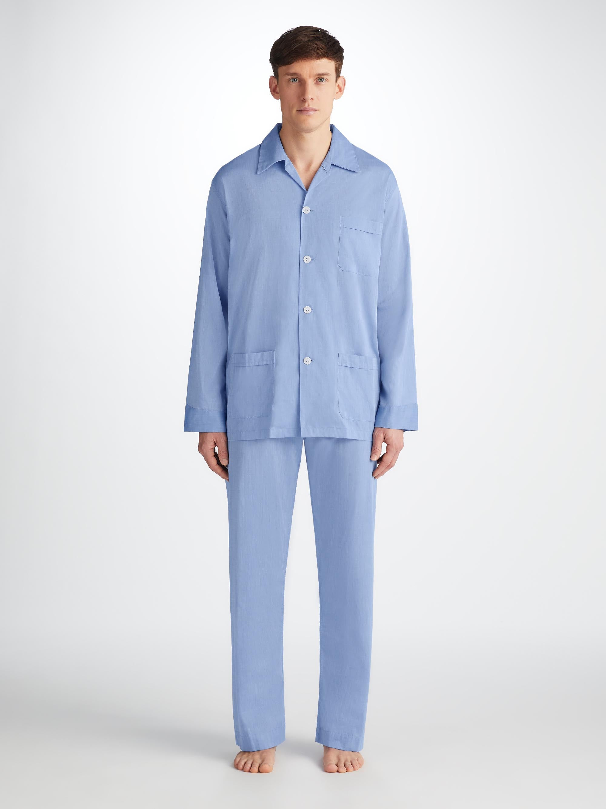Men's Classic Fit Pajamas Amalfi Cotton Batiste Blue - 3