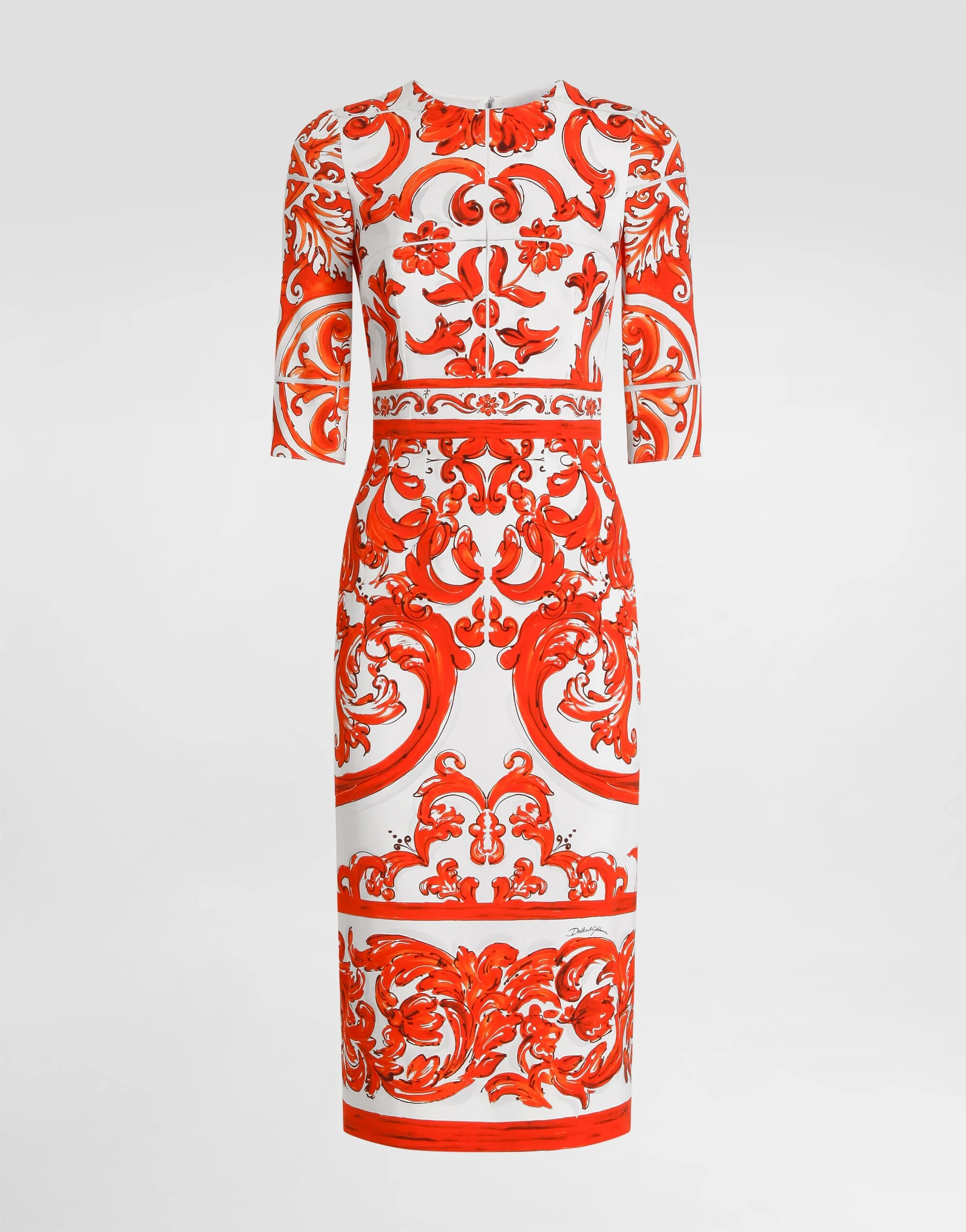 Majolica-print charmeuse dress - 1