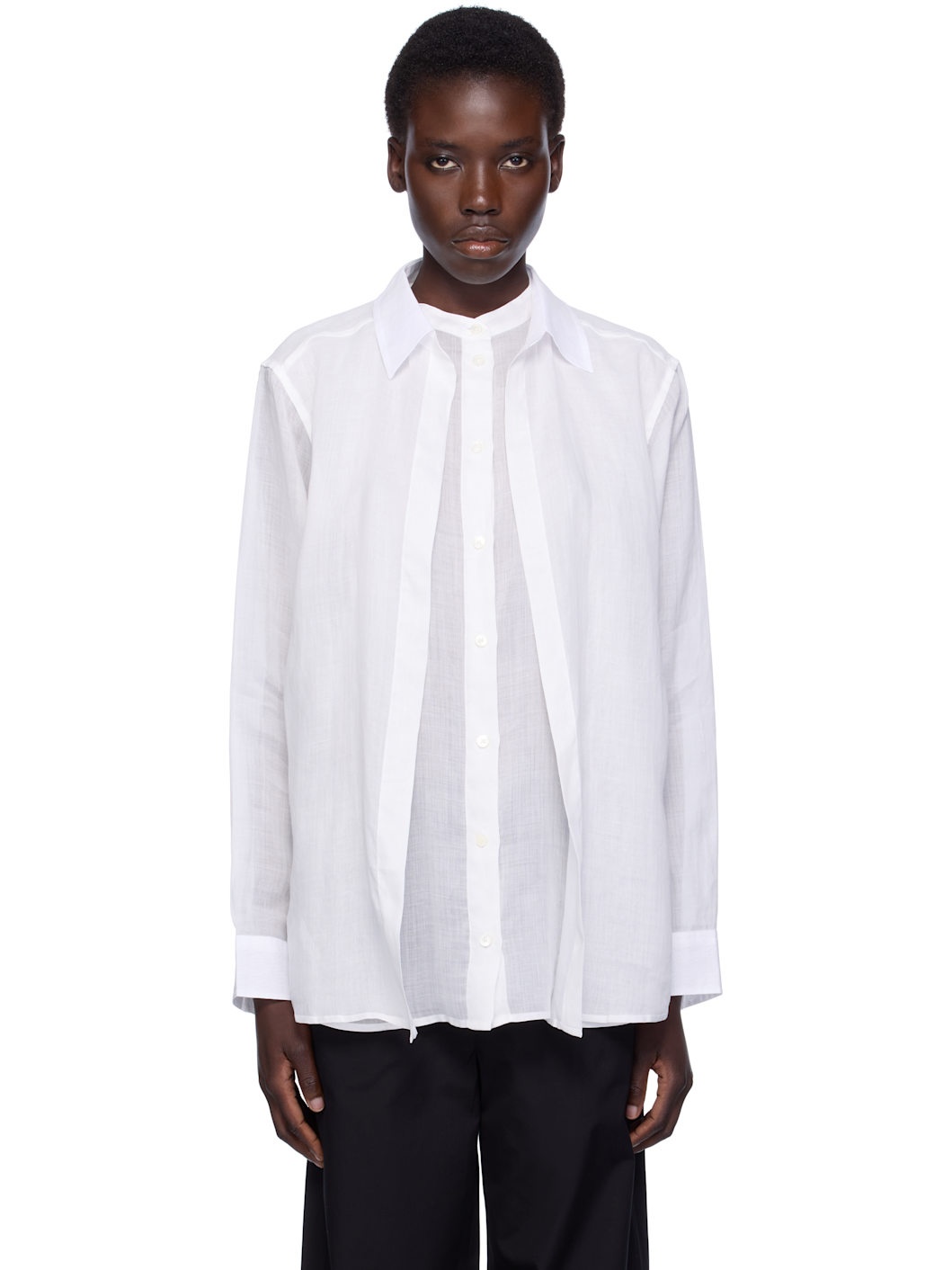 White Double Collar Shirt - 1