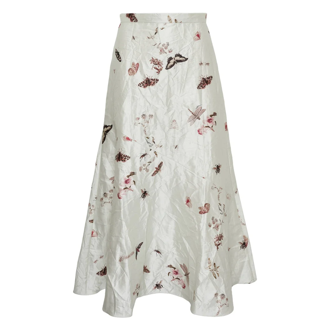 A-Line Midi Textured Satin Skirt - 1