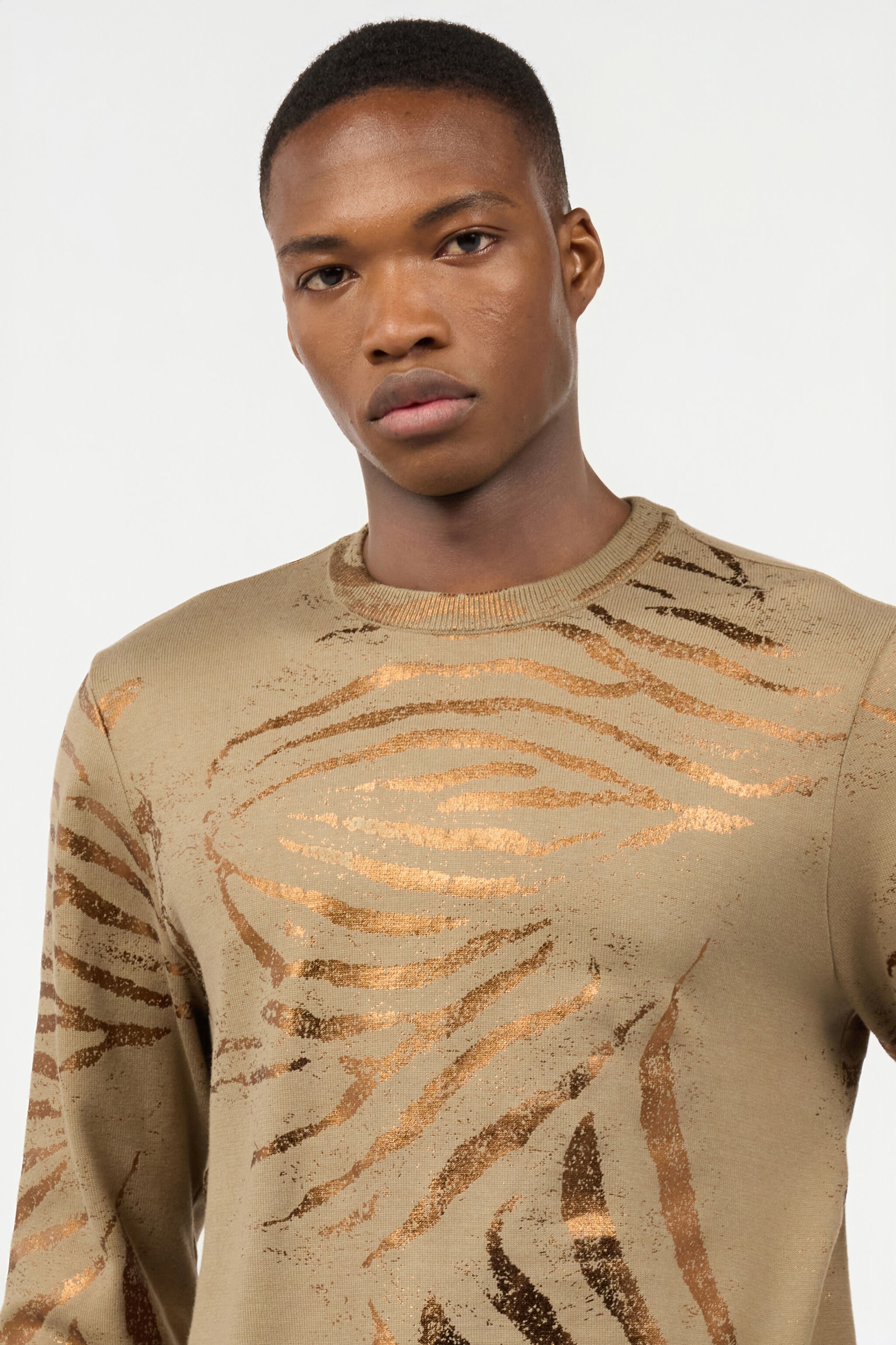 Sweater With Golden Tiger Skin Pattern - 6