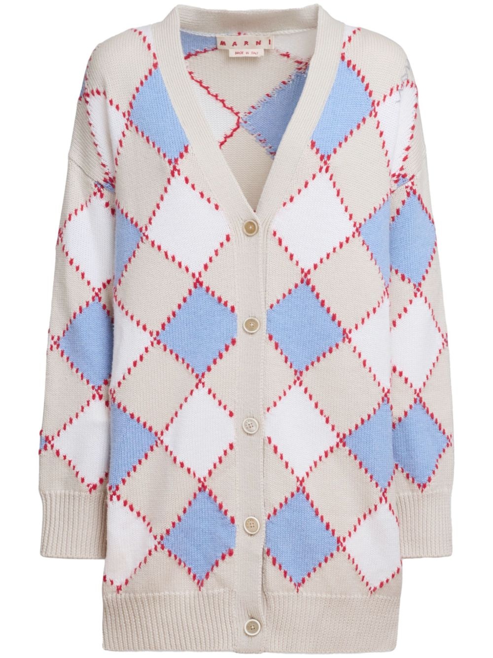 diamond-pattern cardigan - 1