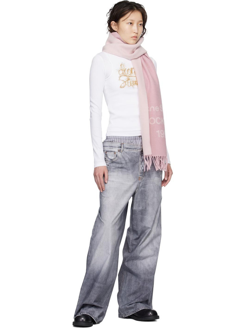 Acne Studios Pink Logo Wide Scarf outlook