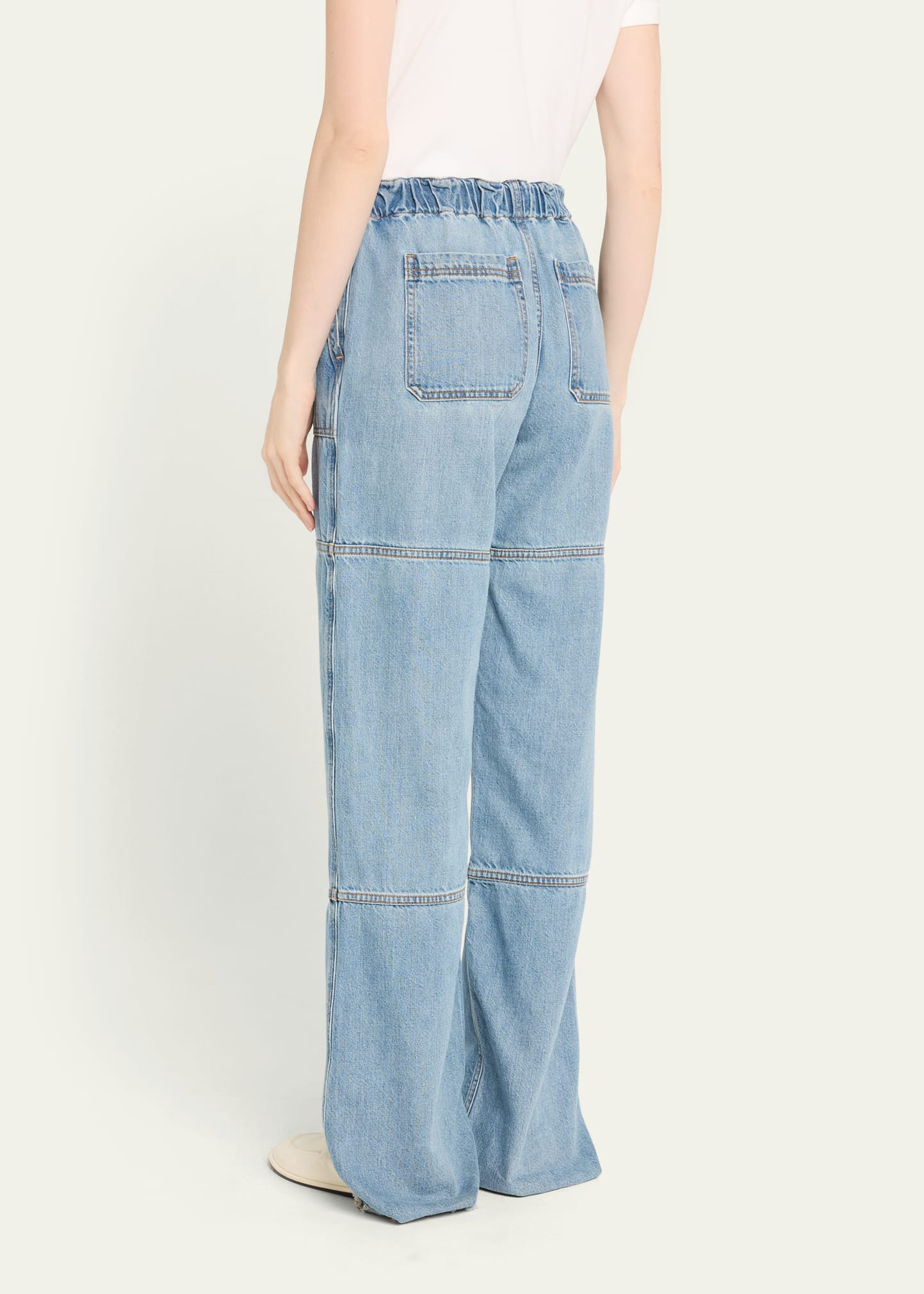 Denim Drawstring Beach Pants - 3