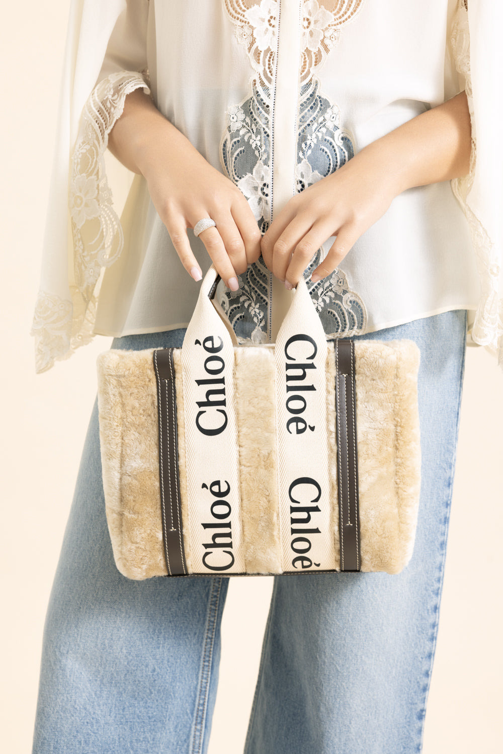 Small Woody Shearling Tote Bag - 2