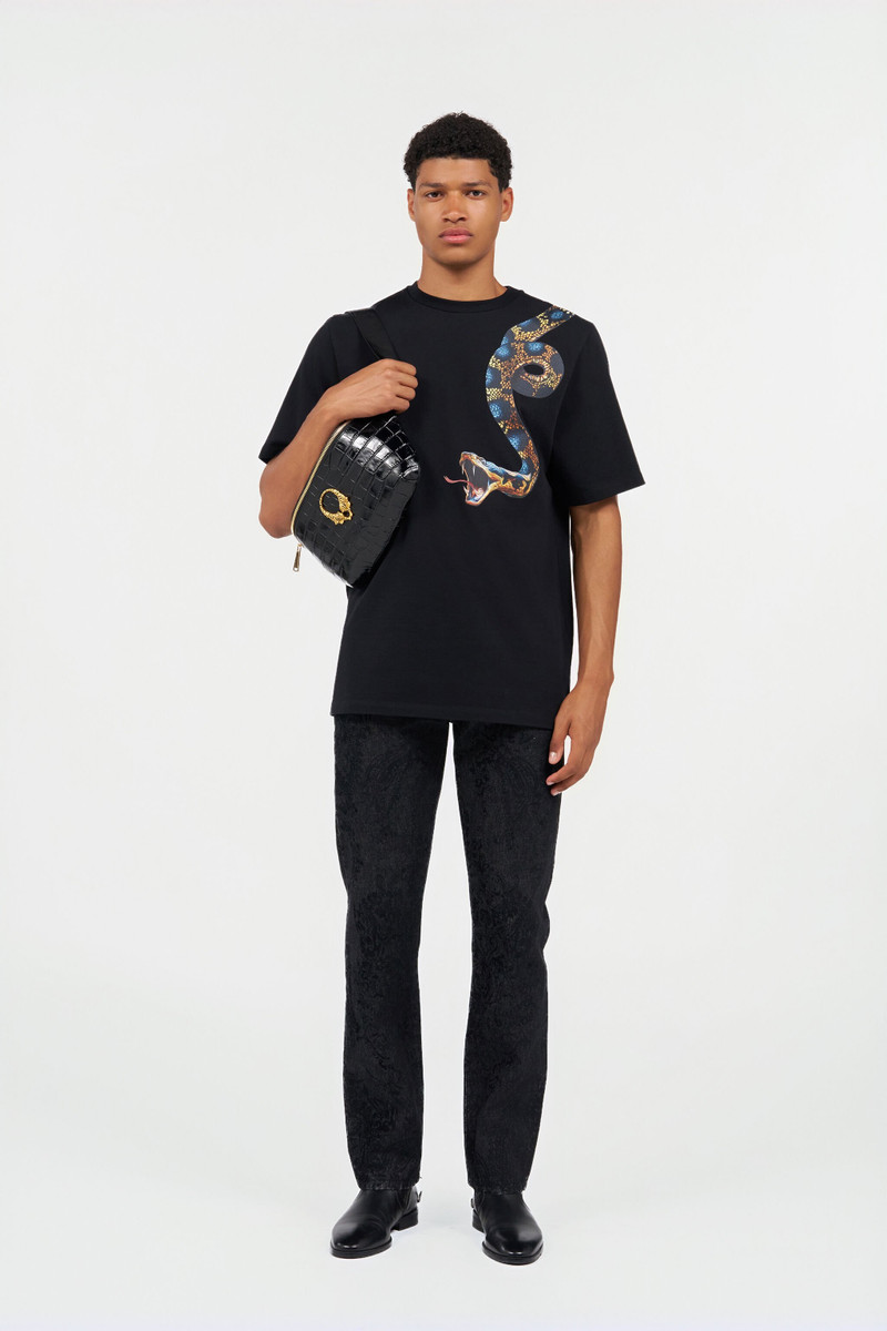 Roberto Cavalli Cotton T-shirt with Snake Print outlook