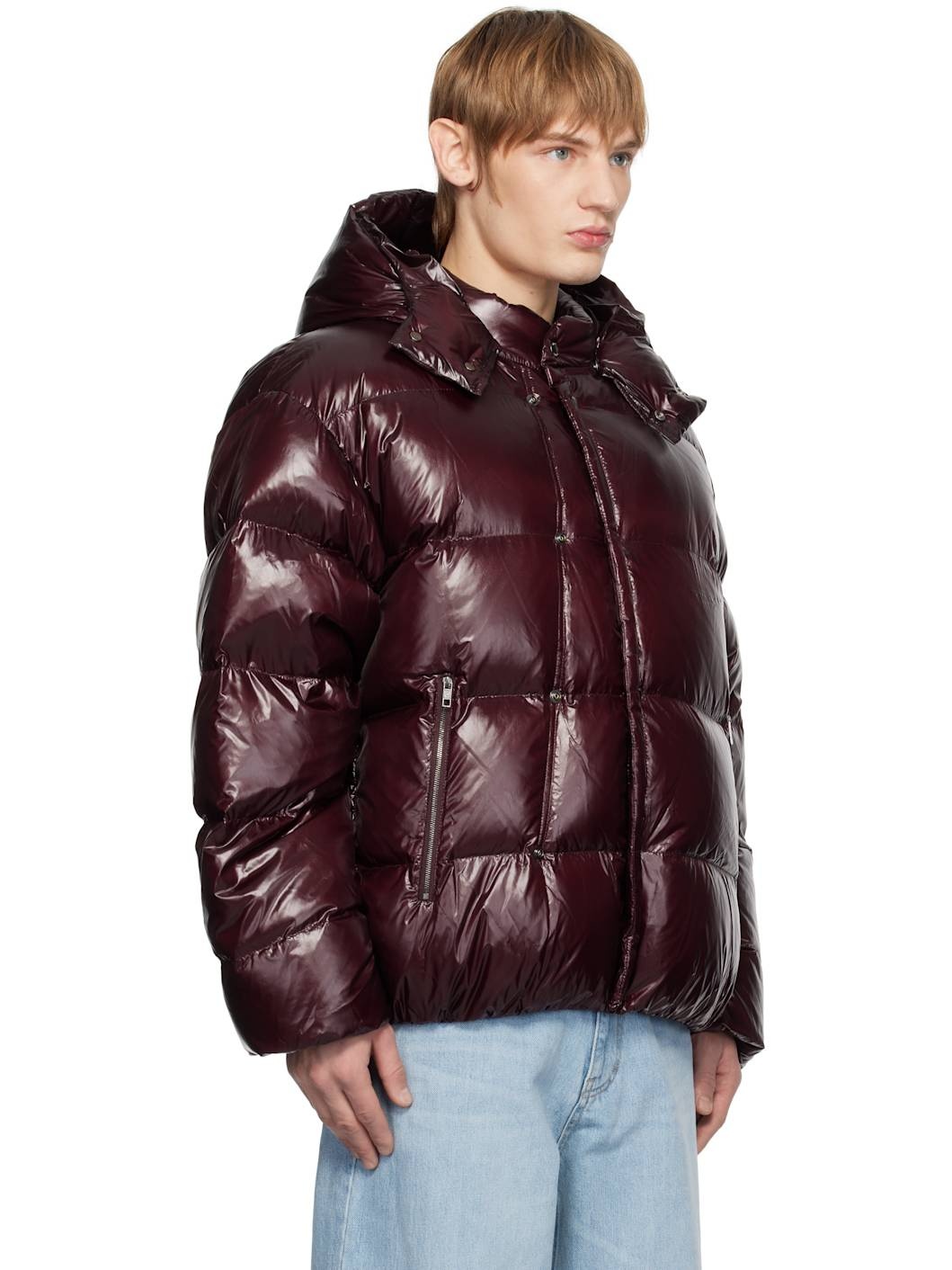 Wooyoungmi Burgundy Hood Goose Down Jacket | REVERSIBLE