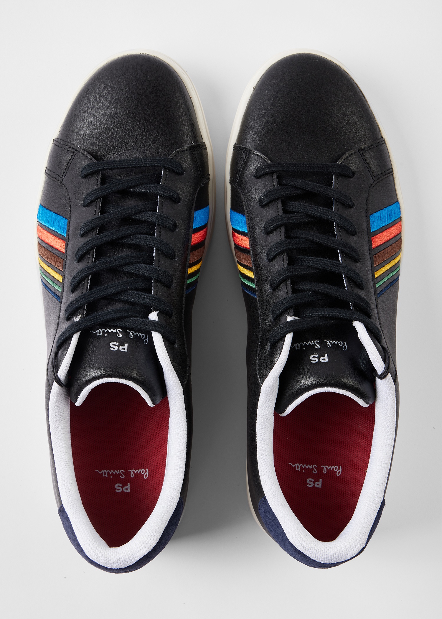 Black Leather 'Sports Stripe' 'Rex' Trainers - 3