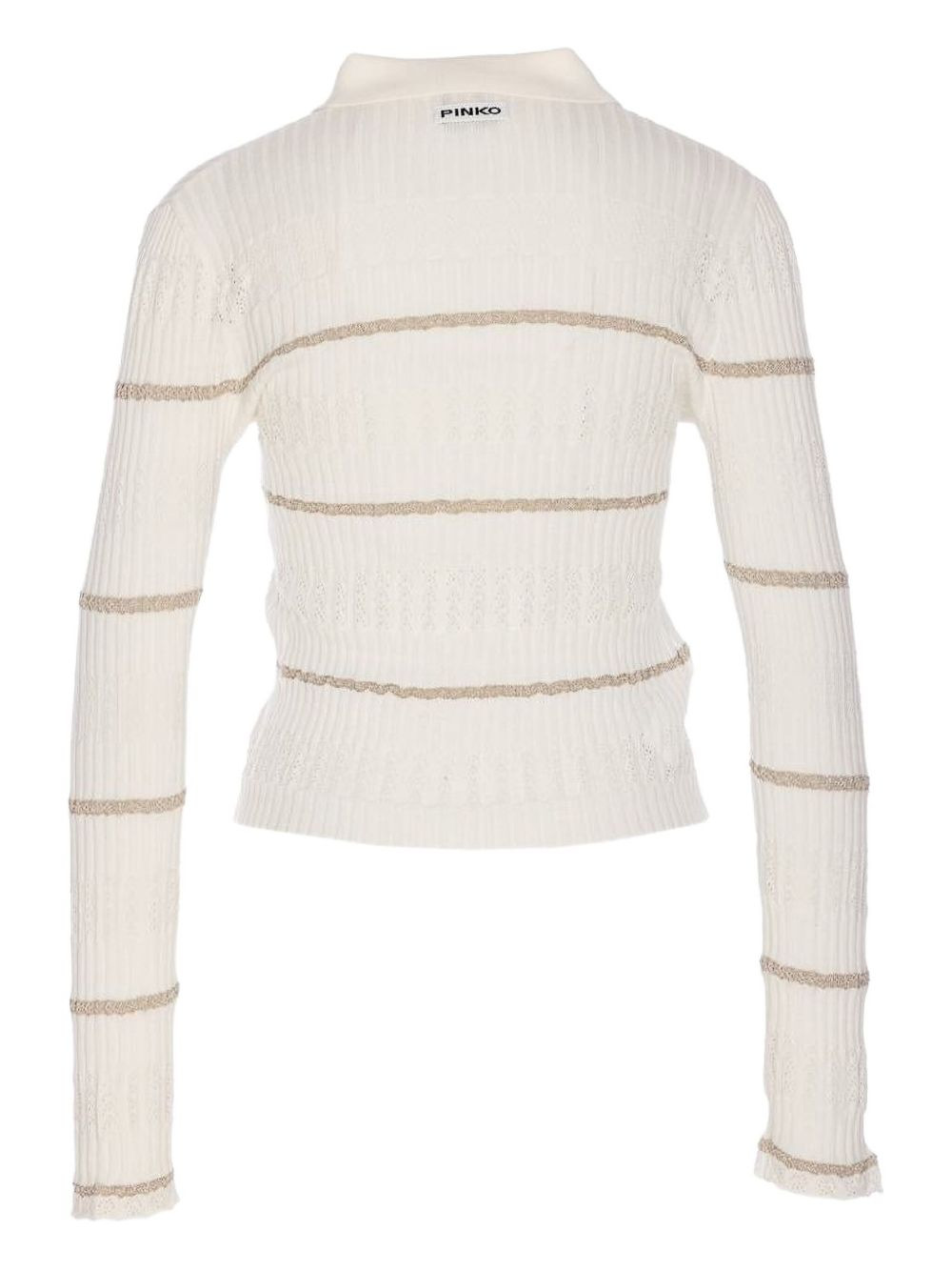 stripe-ribbed polo top - 2