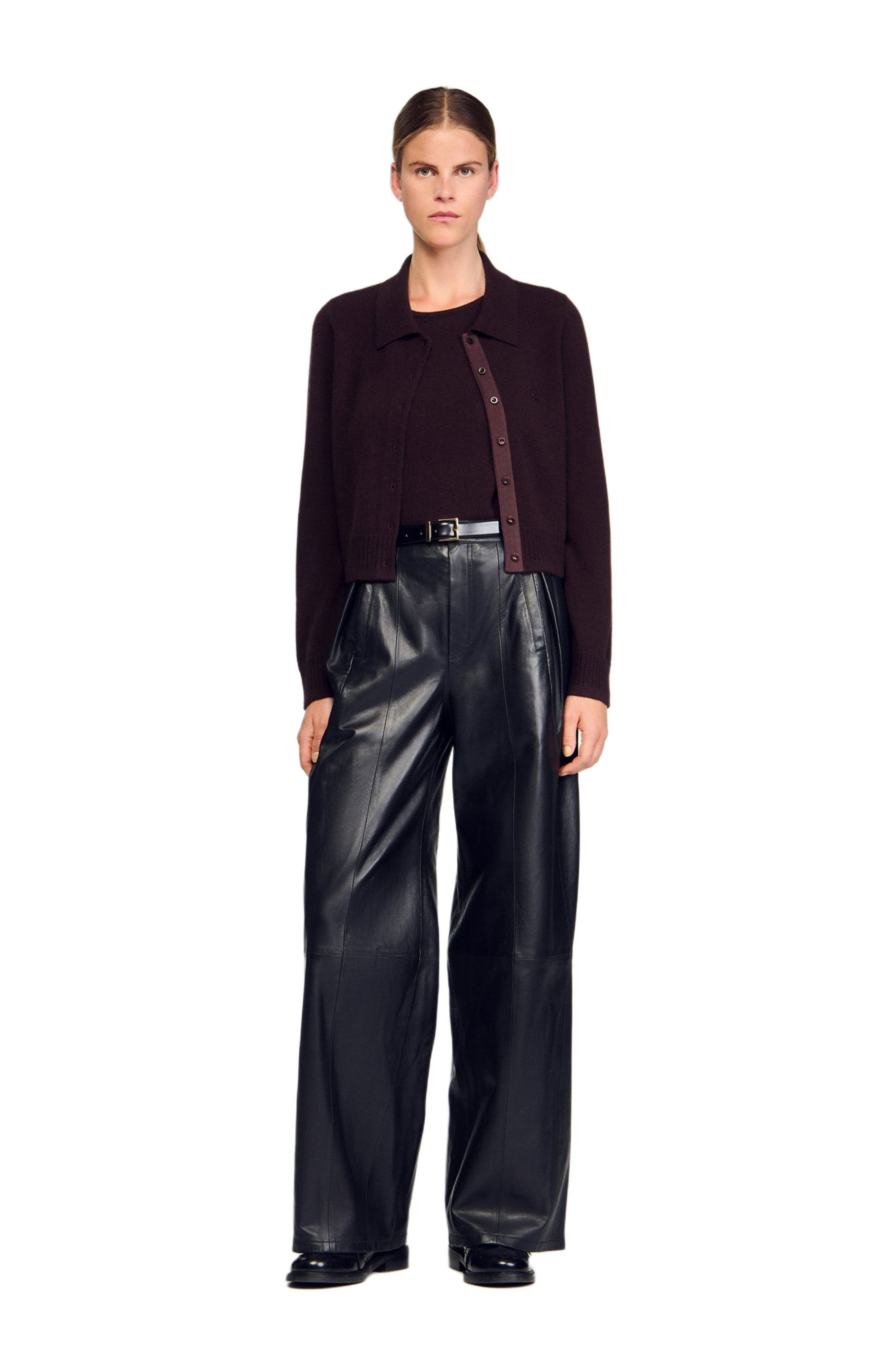 SANDRO Shirt cardigan in Chocolate at Nordstrom - 6
