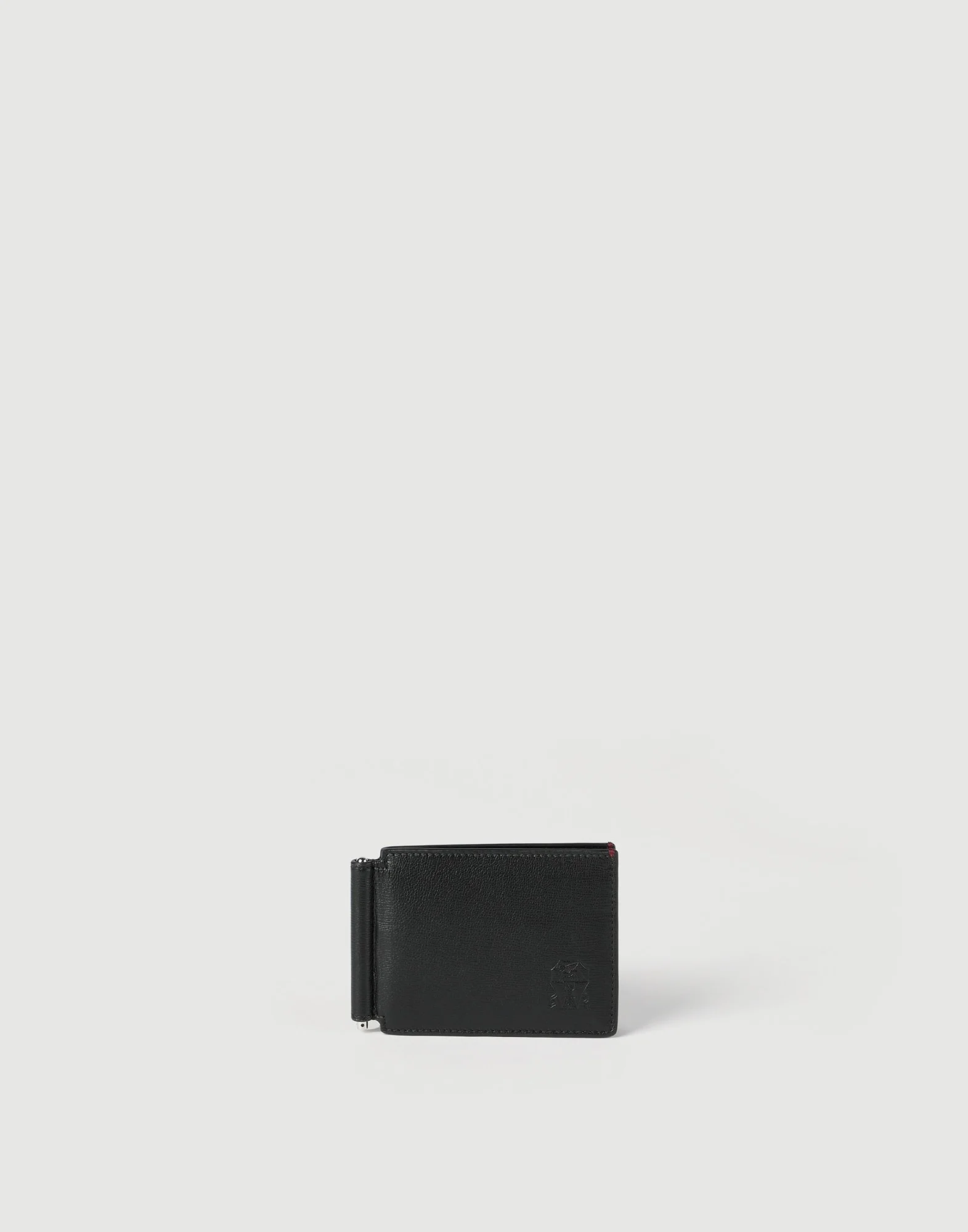 Grained leather money clip wallet - 1