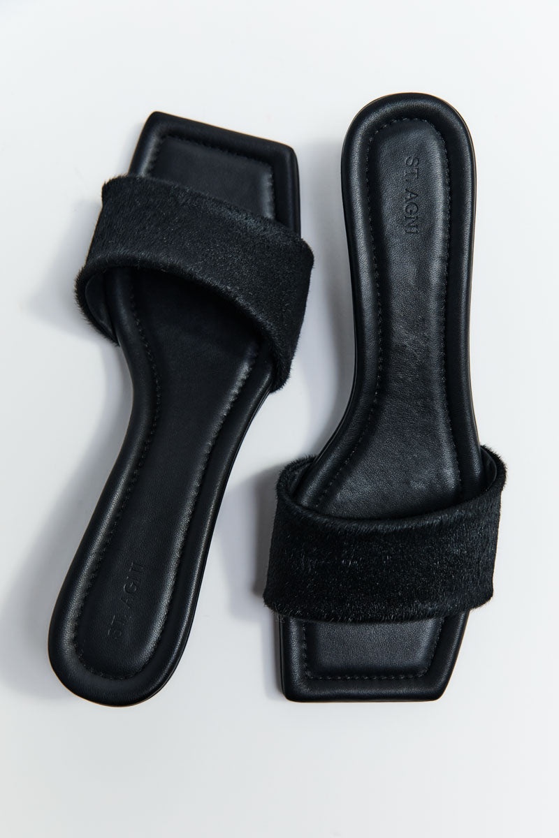 Pony Hair Minimal Heel - Black - 3
