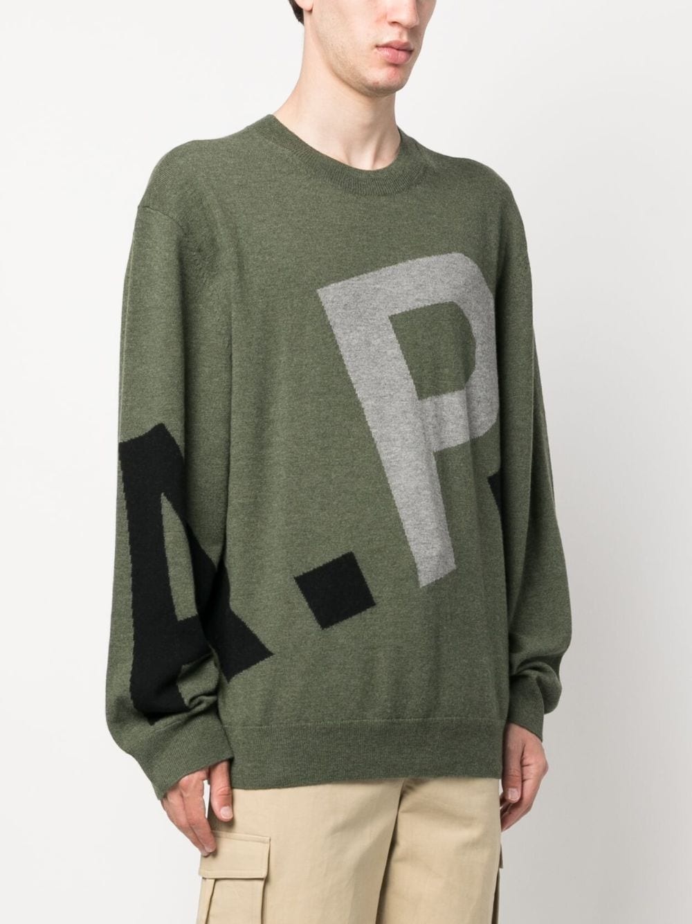 logo-intarsia merino-wool sweatshirt - 3