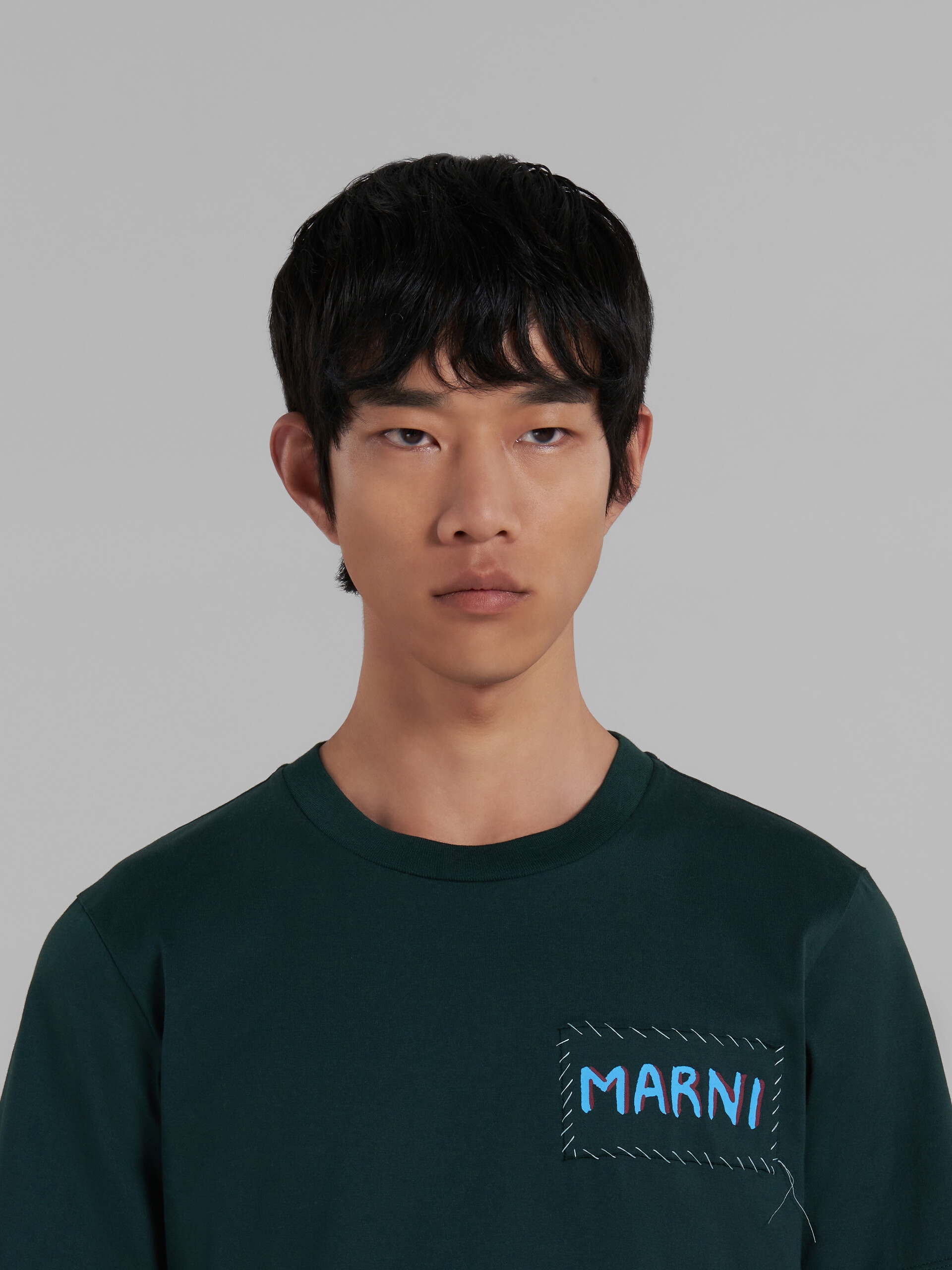 GREEN BIO COTTON T-SHIRT WITH MARNI PATCH - 4