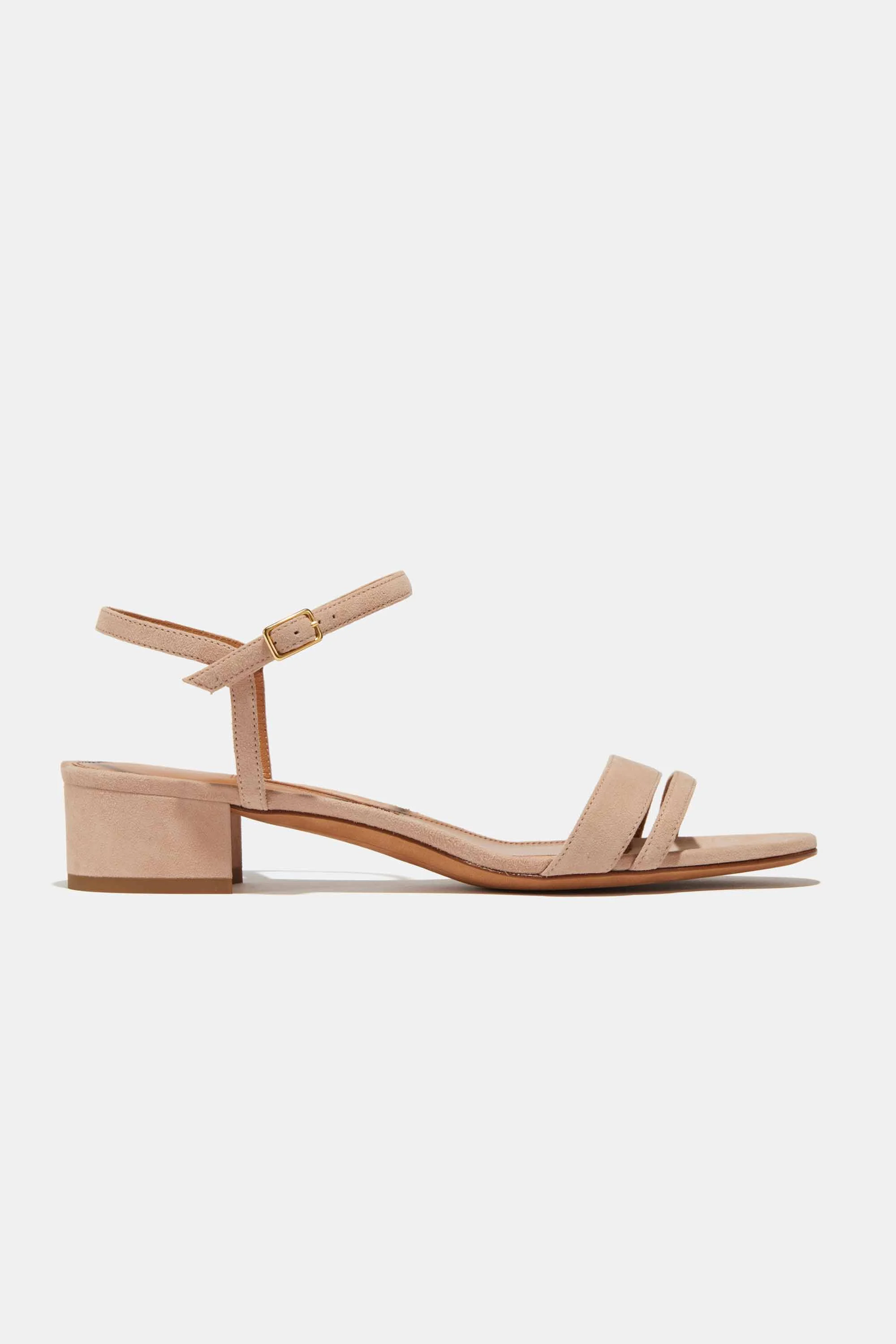SIMPLE BLOCK HEEL IN LIGHT PINK SUEDE - 1